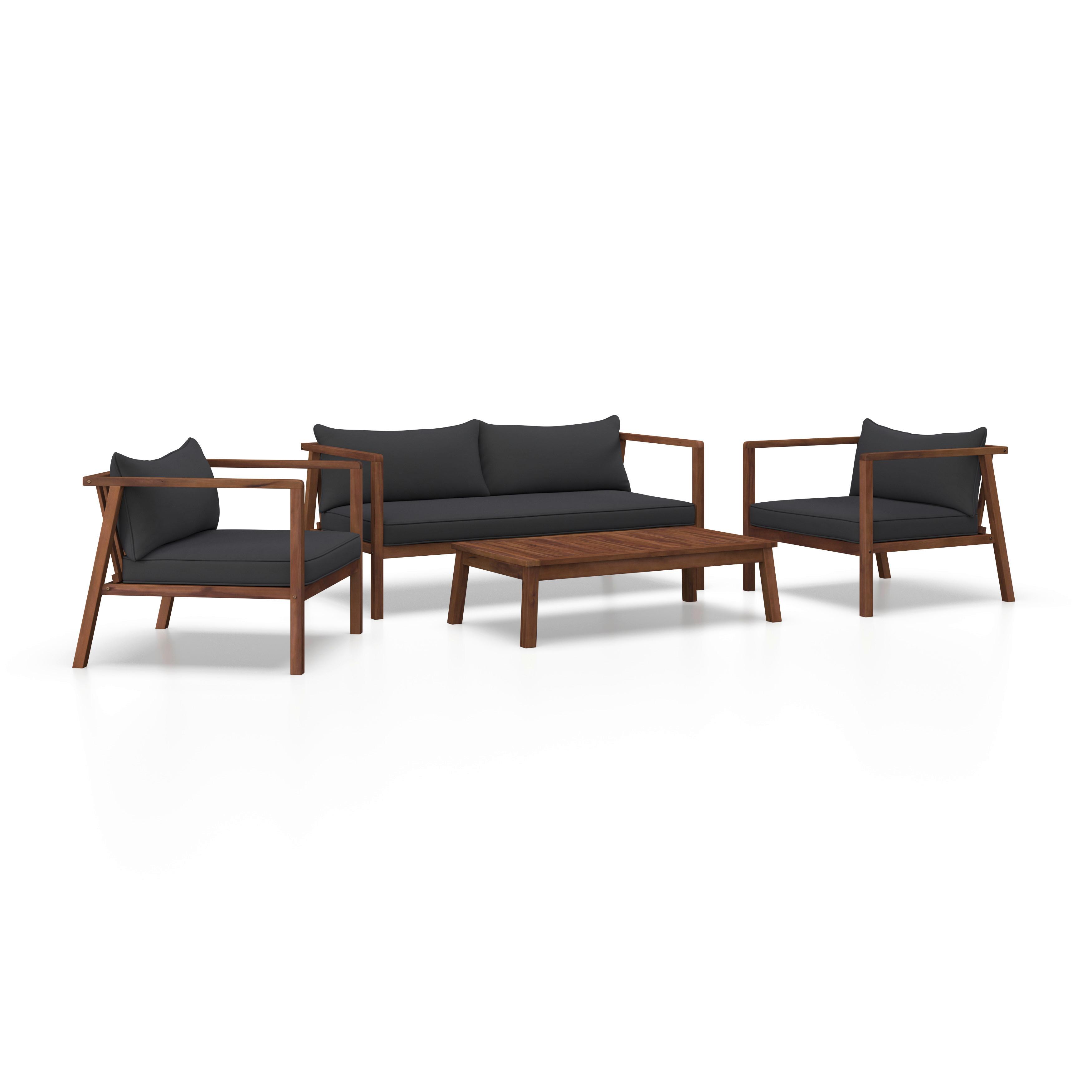 Kerti Garnitúra Pia - akácia színű/szürke, Modern, textil/fa (150/70/79cm) - Bessagi Garden