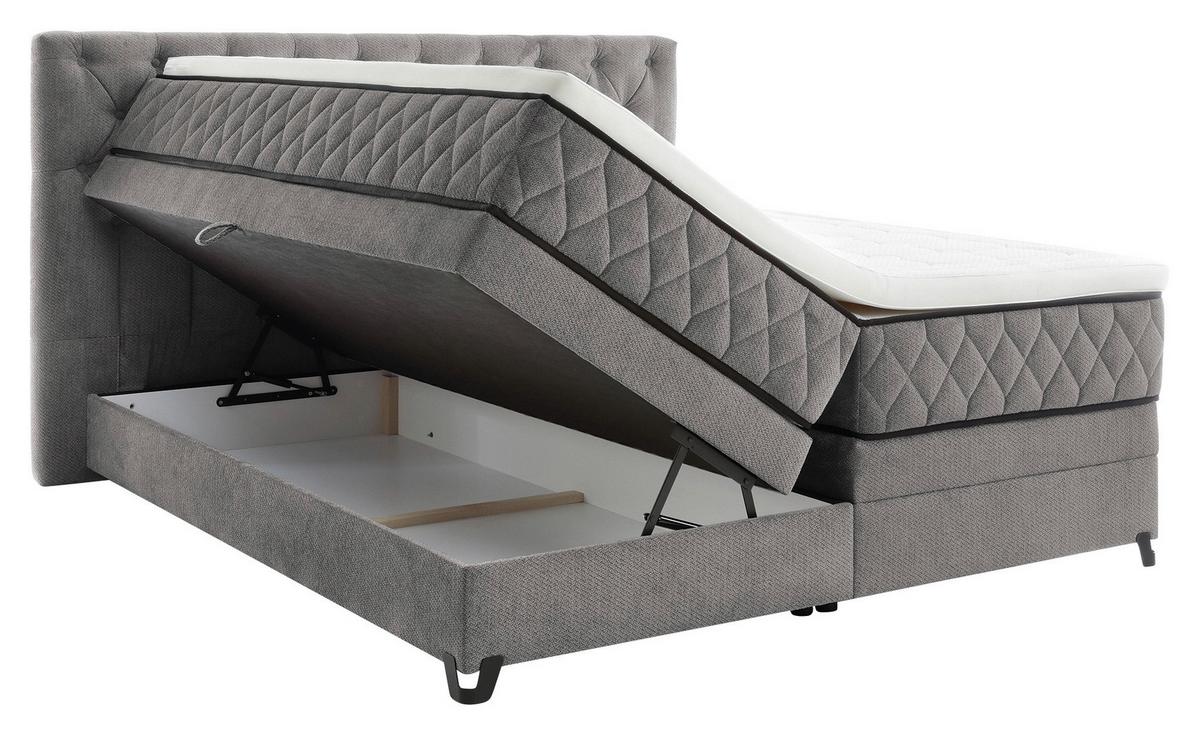 Boxspring Krevet Carmen - siva/tirkizna, Konvencionalno, drvni materijal/drvo (180/200cm) - Modern Living