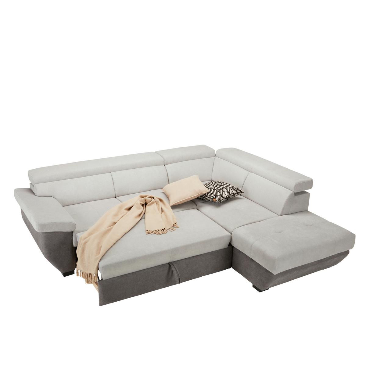 Wohnlandschaft Speedway in Grau - Schwarz/Grau, MODERN, Kunststoff/Textil (262/95/224cm) - Mömax
