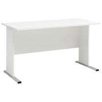 Schreibtisch "Serie 200", weiß - Silberfarben/Weiß, Basics, Holzwerkstoff/Metall (140/65/74,2cm) - MID.YOU