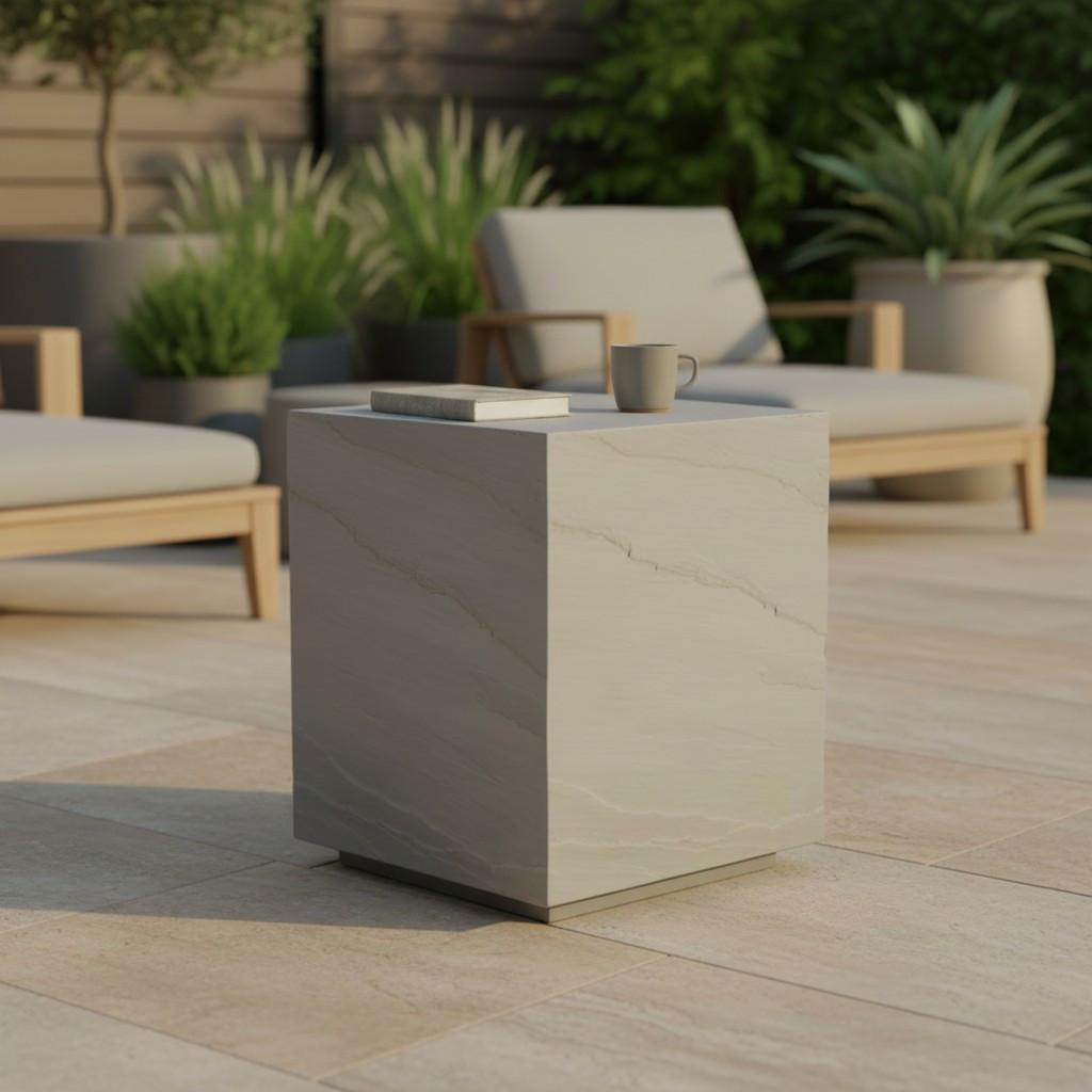 Loungetisch Colorado Faserbeton Hellgrau - Grau, KONVENTIONELL, Stein (35/35/46cm) - Gardenson