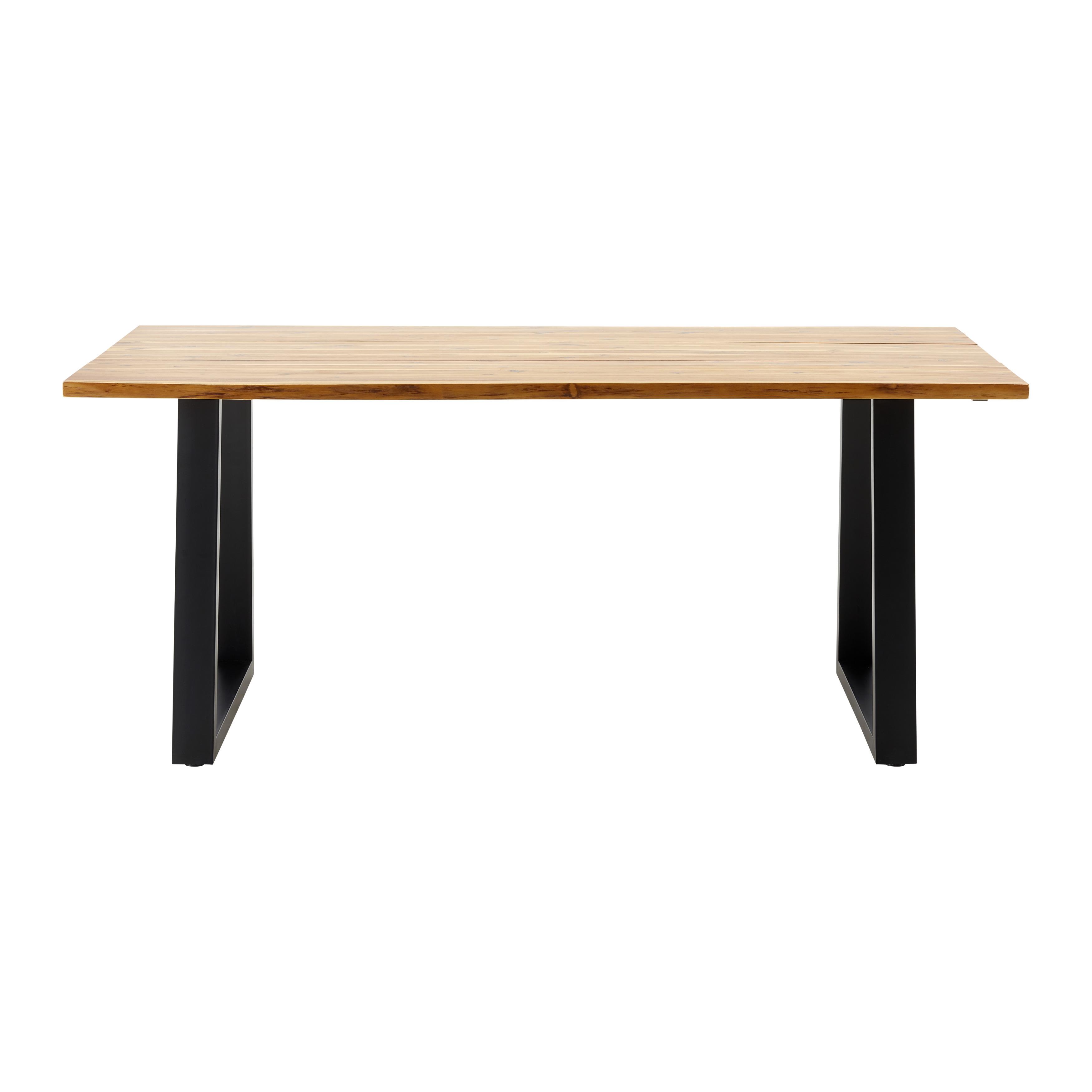 Esstisch Massivholz "Francesco", ca. 180x90 cm - Schwarz/Akaziefarben, MODERN, Holz/Metall (180/90/75cm) - Bessagi Home