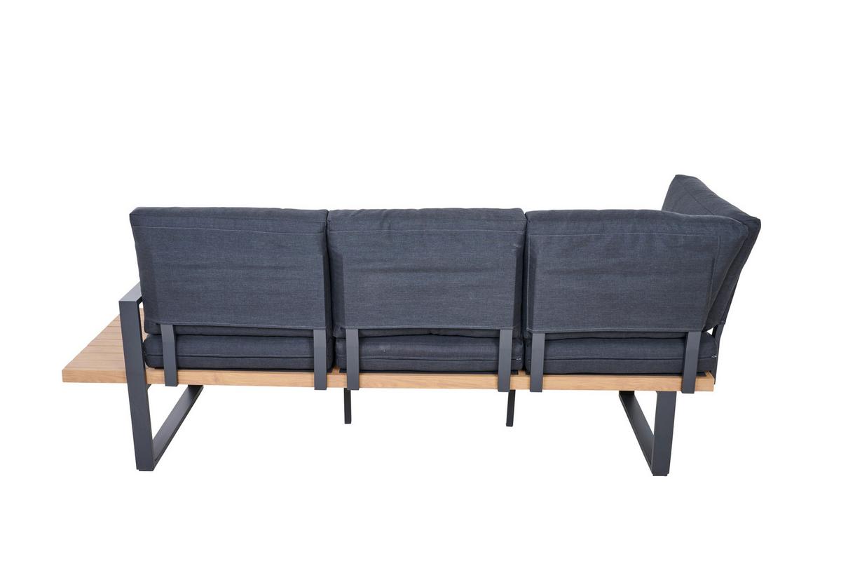 Loungegarnitur Bari Anthrazit/Teakfarben - Anthrazit/Teakfarben, Basics, Textil/Metall (73,5/78,5/155cm) - Siena Garden