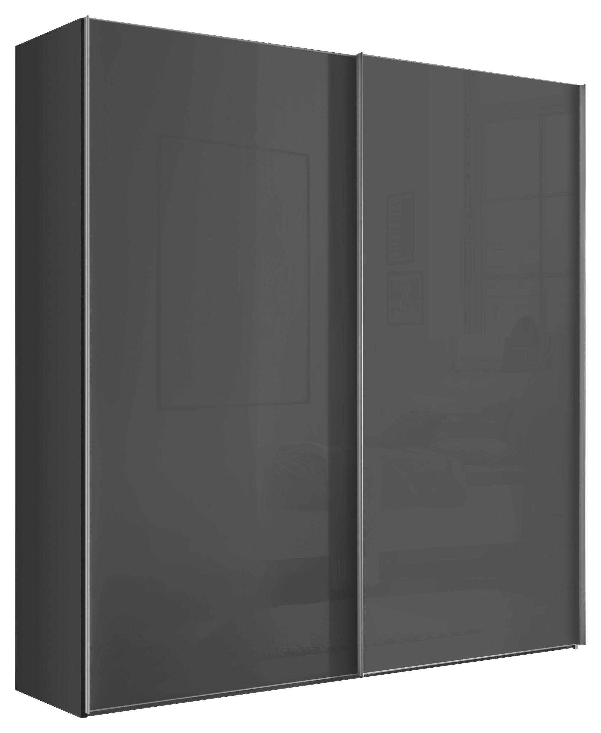 Schwebetürenschrank Lumos Dunkelgrau - Dunkelgrau/Alufarben, Konventionell, Glas/Holzwerkstoff (200/222/68cm) - Based