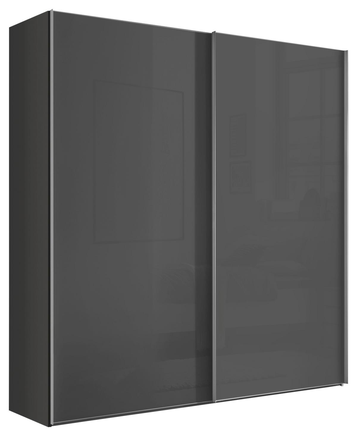 Schwebetürenschrank Lumos Dunkelgrau - Dunkelgrau/Alufarben, Konventionell, Glas/Holzwerkstoff (200/222/68cm) - Based