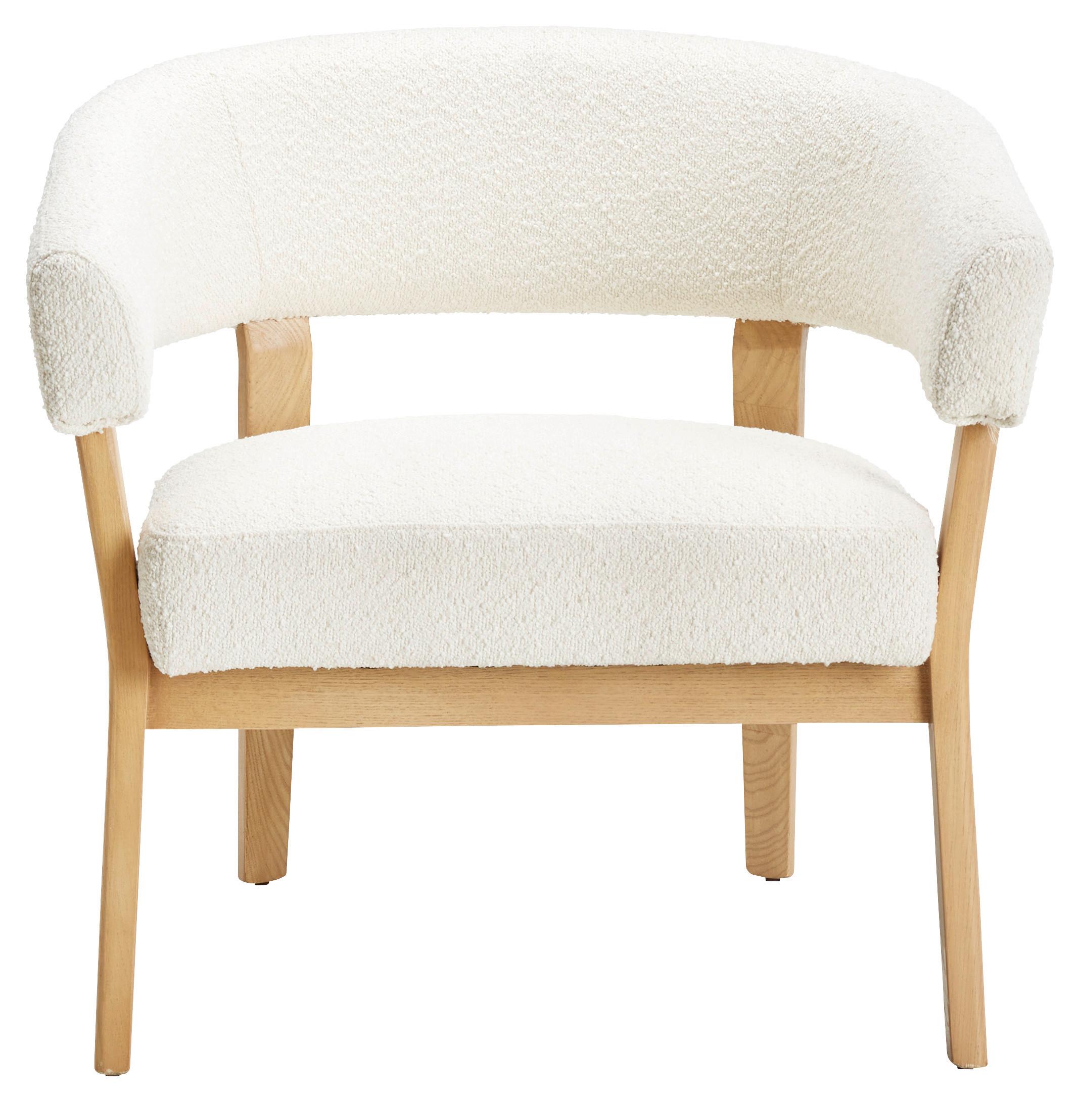 Naslanjač Bennett -Trend- - krem barve/naravne barve, Moderno, tekstil/les (67/74,5/73cm) - Premium Living