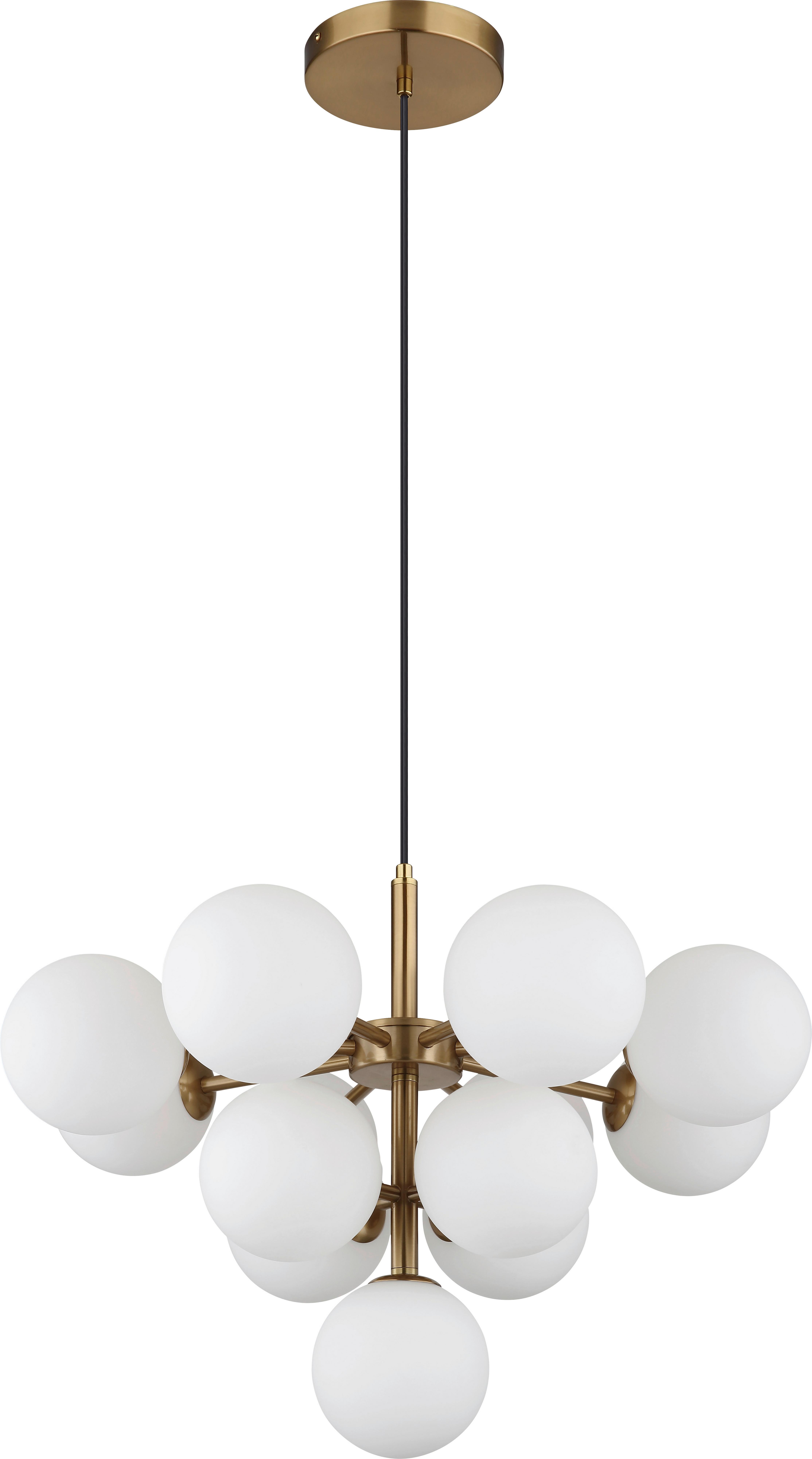 Hängeleuchte Lunah Opal/Gold max. 5 Watt - Goldfarben/Opal, MODERN, Glas/Metall (56/120cm) - Novel