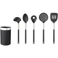 Küchenhelferset Petra Schwarz/Silberfarben, 6tlg. - Silberfarben/Schwarz, Konventionell, Kunststoff/Metall (10,5/35cm)