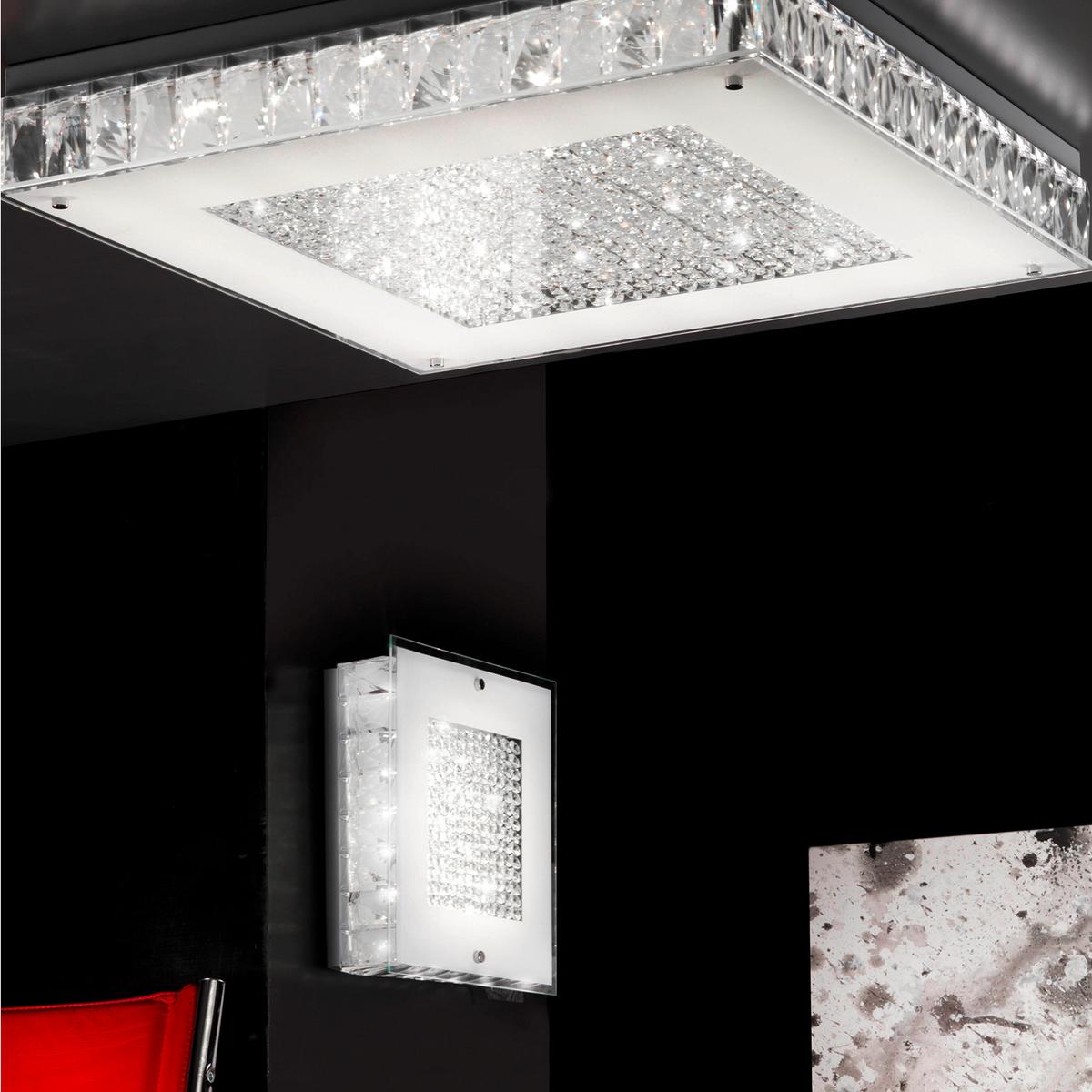 Led Mennyezeti Lámpa 1012/plg Plafoniera - krómszínű/átlátszó, Basics, üveg/fém (55/55/10cm)