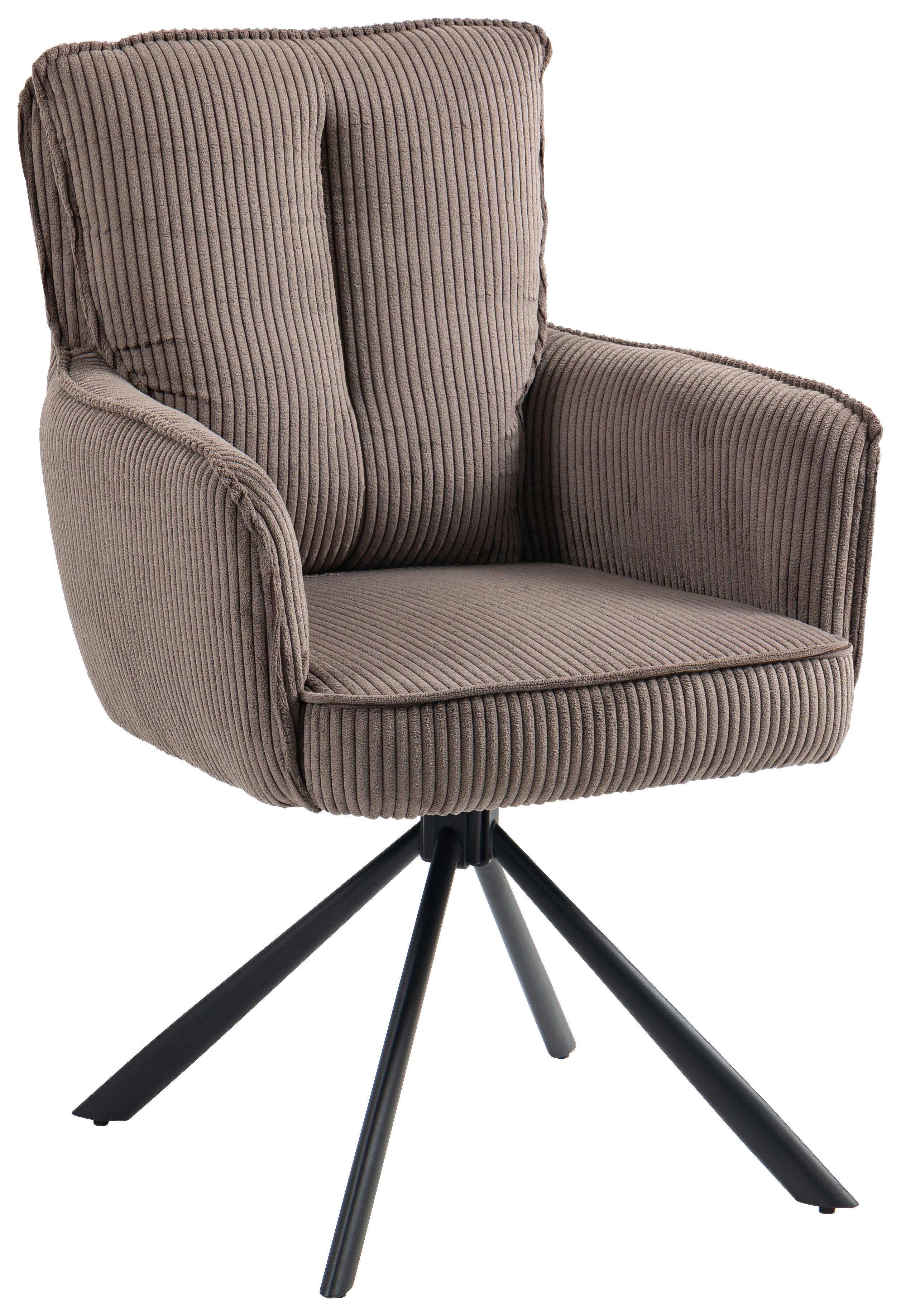KRZESŁO Z PODŁOKIETNIKAMI ASHER -EXKLUSIV- - czarny/taupe, Design, metal/tkanina (62/95/67cm) - Novel