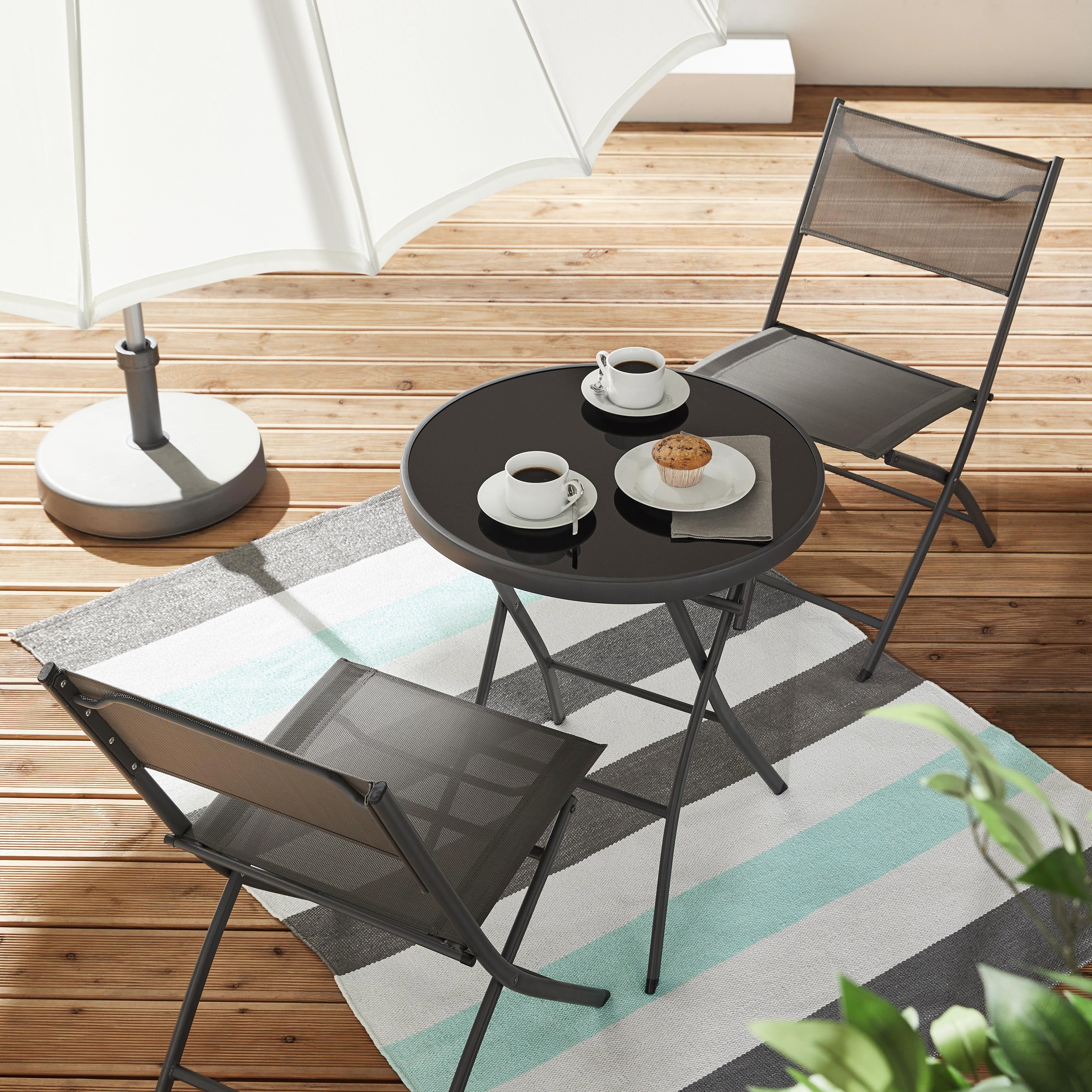 BALKONSET Ana in Grau - Grau, MODERN, Glas/Textil - Bessagi Garden