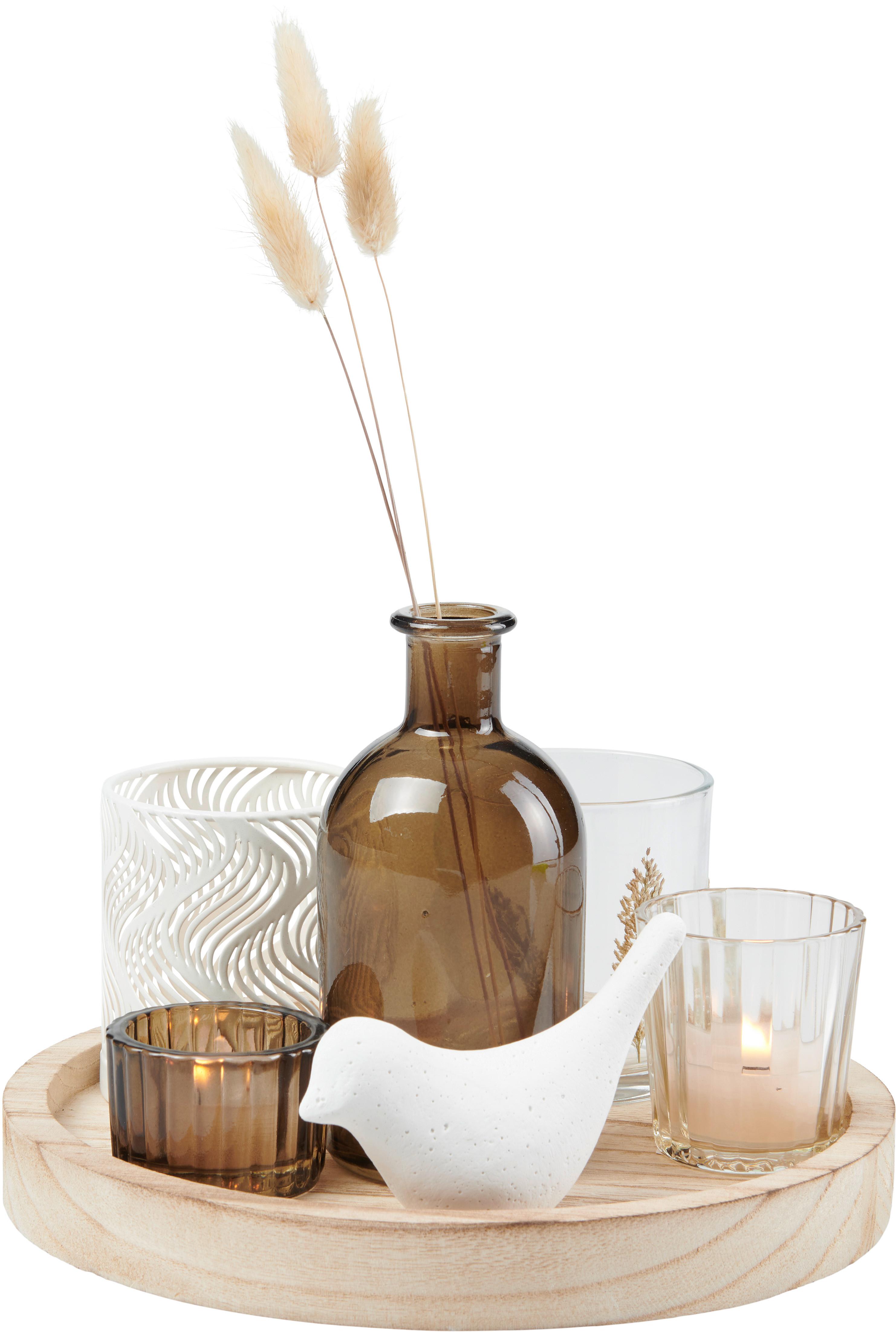 ZESTAW ŚWIECZNIKÓW K5027-N - różnokolorowy, Lifestyle, kamień/materiały naturalne (22/15cm) - Ambia Home