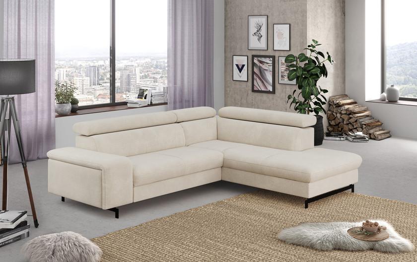 Sarokgarnitúra Emma - bézs, Modern, faalapú anyag/textil (262/81/97/215cm) - Mömax