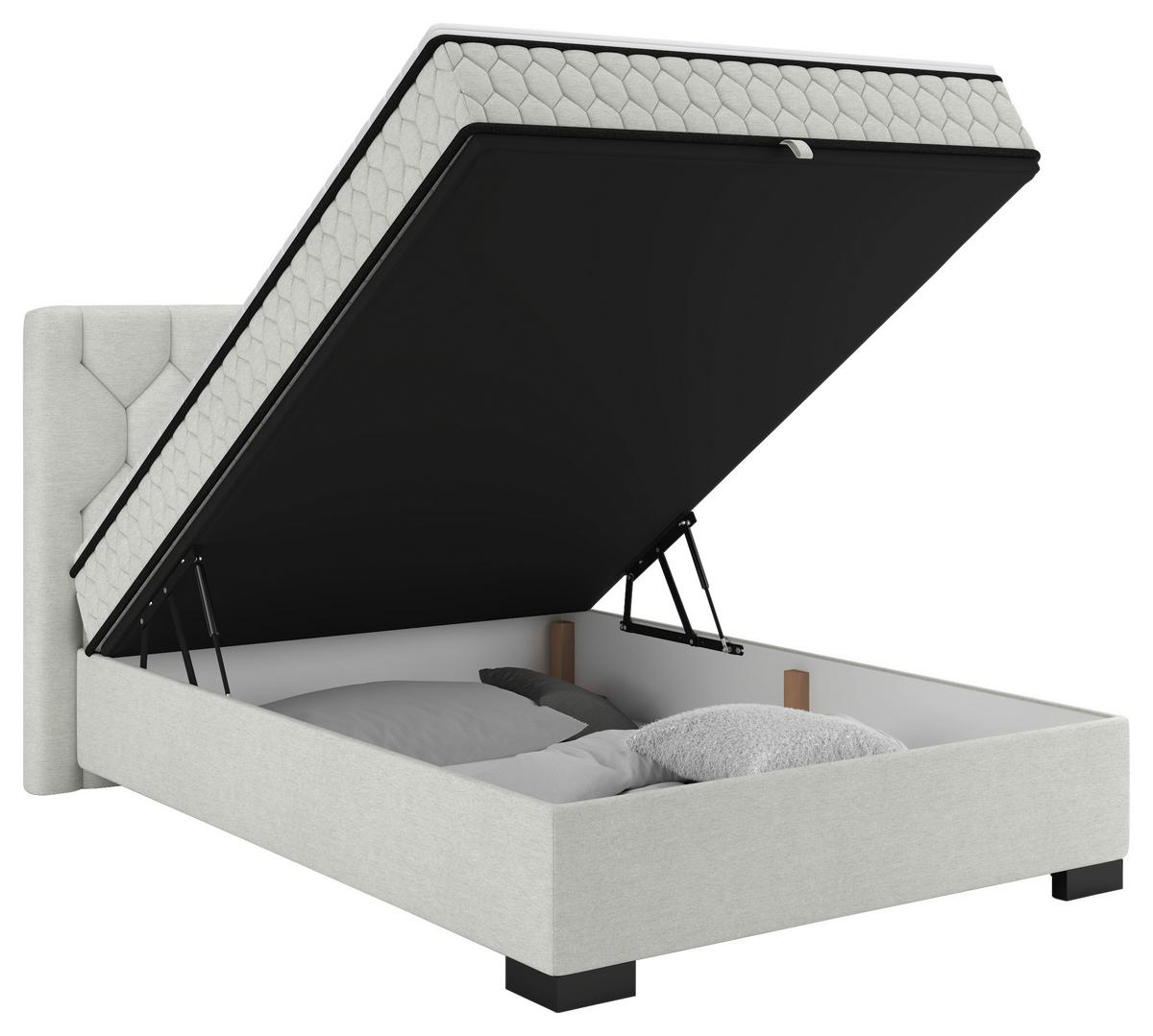 Boxbett Maya D Hellgrau ca. 120x200cm - Hellgrau/Schwarz, KONVENTIONELL, Holz/Holzwerkstoff (120/200cm) - Mömax