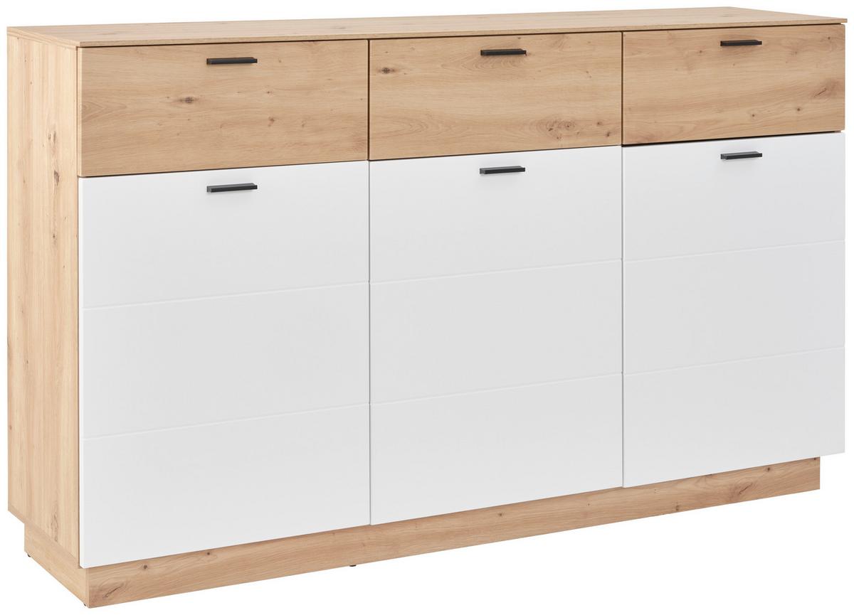 Komoda Tonale - bijela/hrast Artisan, Konvencionalno, drvni materijal/plastika (159,7/97,8/40cm) - Modern Living