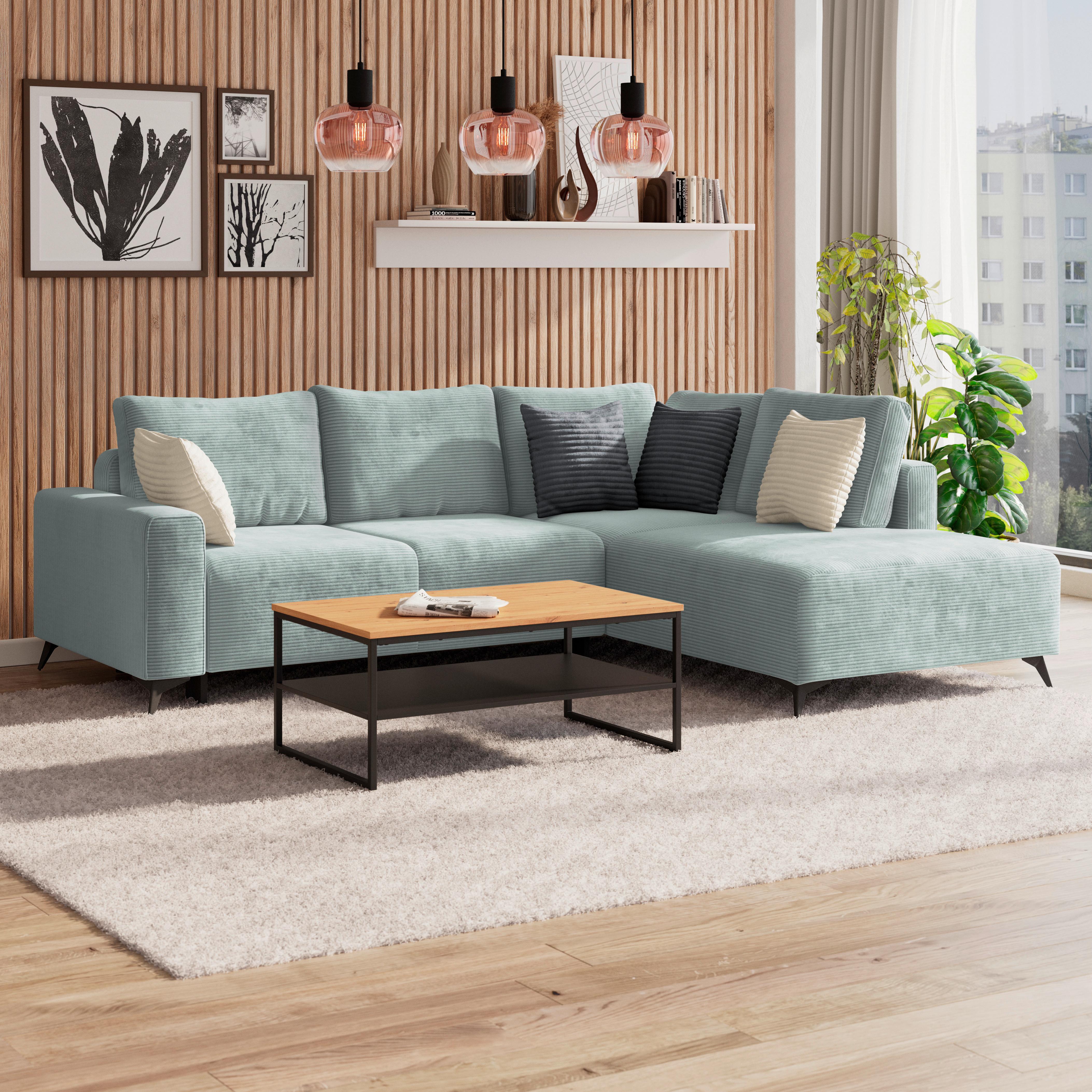 Kutna Garnitura Viktor - boje mente/crna, Moderno, tekstil/metal (270/212cm)