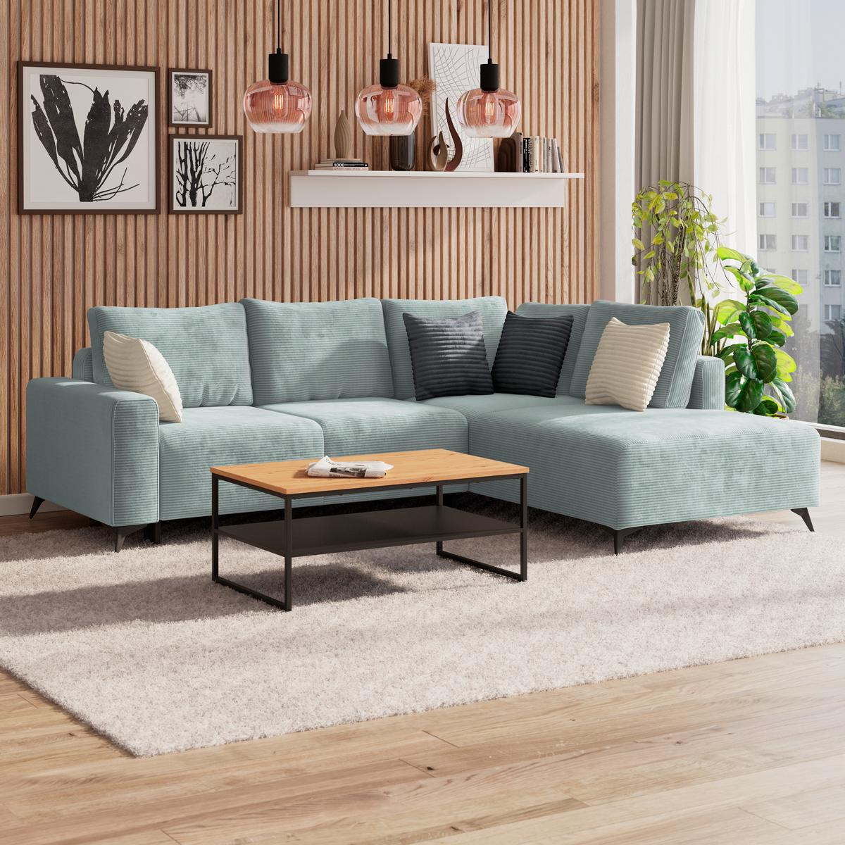 Kutna Garnitura Viktor - boje mente/crna, Moderno, tekstil/metal (270/212cm)