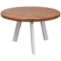 Jedilna Miza Repa, Pravi Les, Ø 130cm - bela/barve indijskega rožnega lesa, Design, kovina/les (130/77cm) - MID.YOU