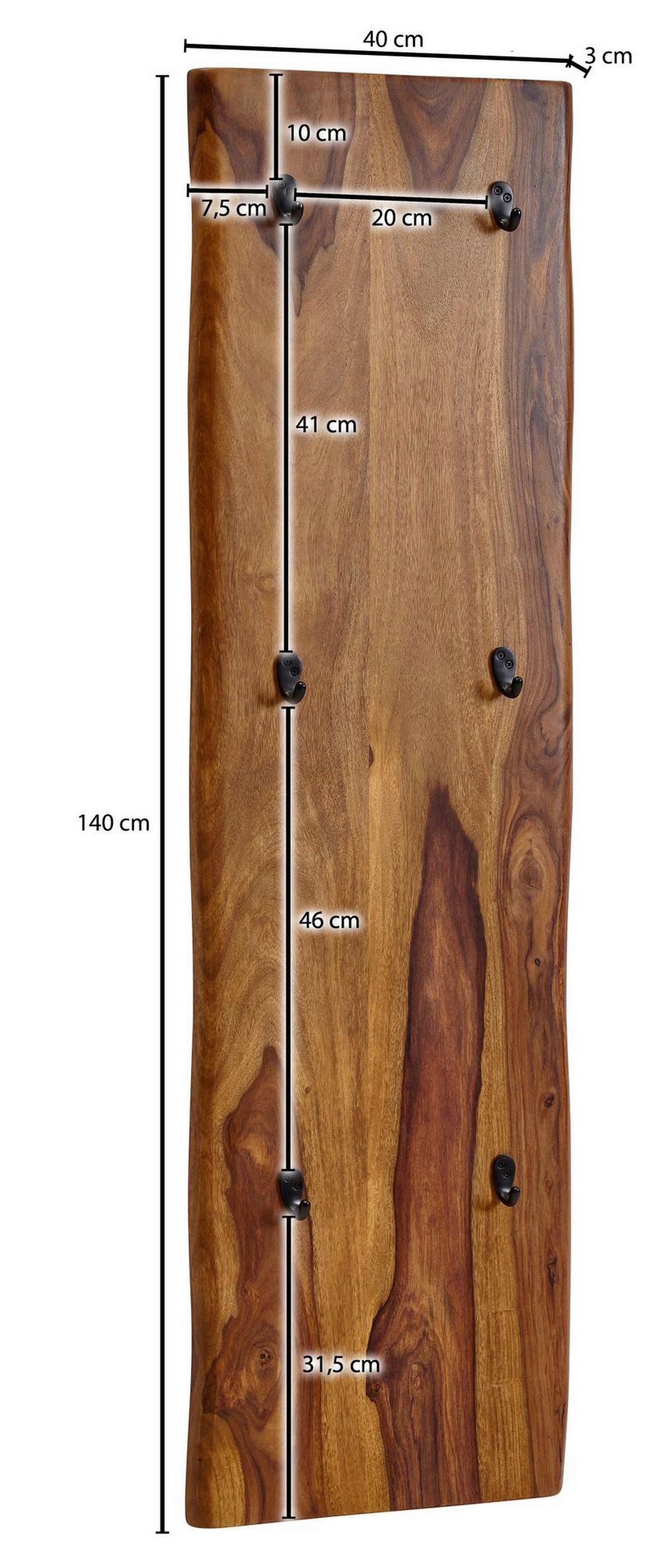 Stenski Obešalnik Wohnling - barve indijskega rožnega lesa, Moderno, les (40/140/7cm) - MID.YOU