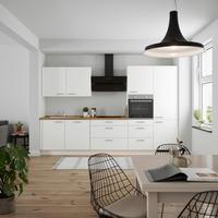 Küchenblock Touch High m. Geräten Weiß - Edelstahlfarben/Eichefarben, MODERN, Holzwerkstoff/Metall (330cm) - Nobilia