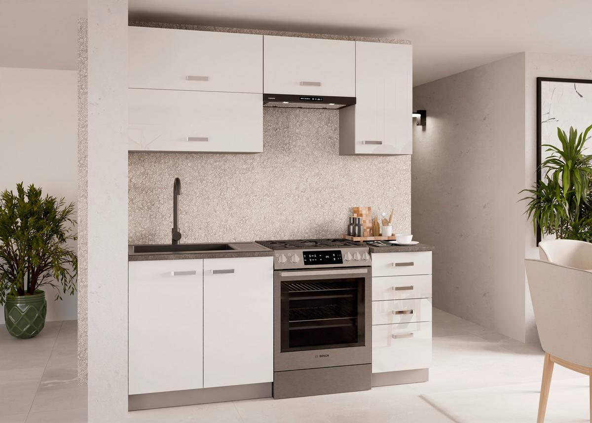 Blok Kuhinja Bianca - boja hroma/siva, Moderno, metal/pločasti materijal (180/214/60cm) - Modern Living
