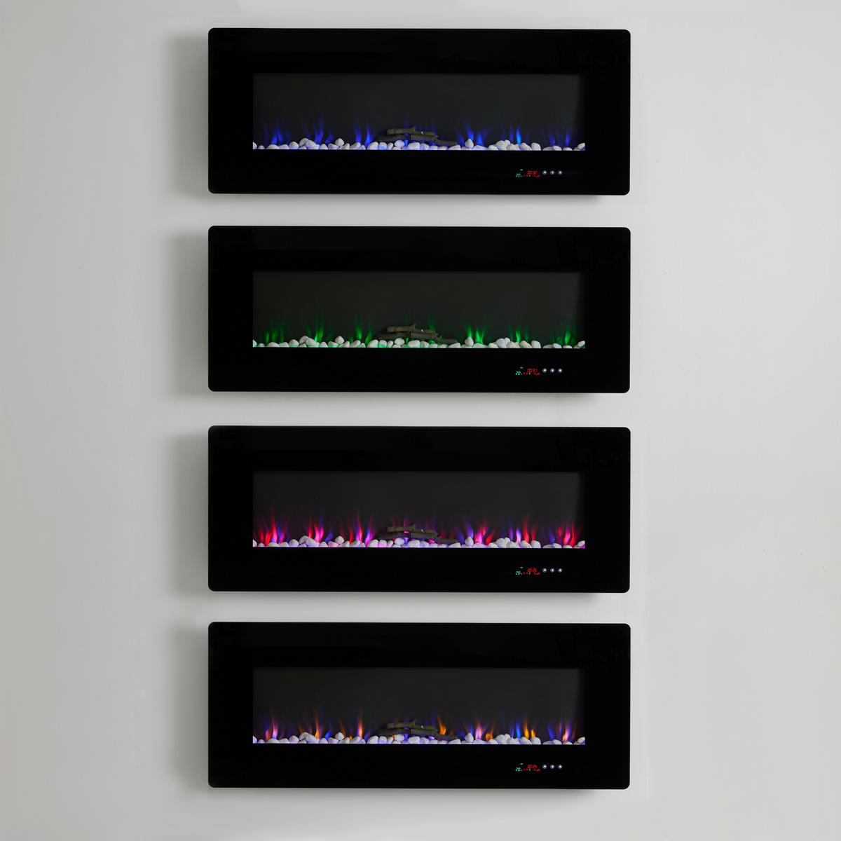 Elektrokamin Blaze Schwarz Wandmontage mit Fernbedienung - Schwarz, MODERN, Glas/Metall (127/50/10,5cm) - Premium Living