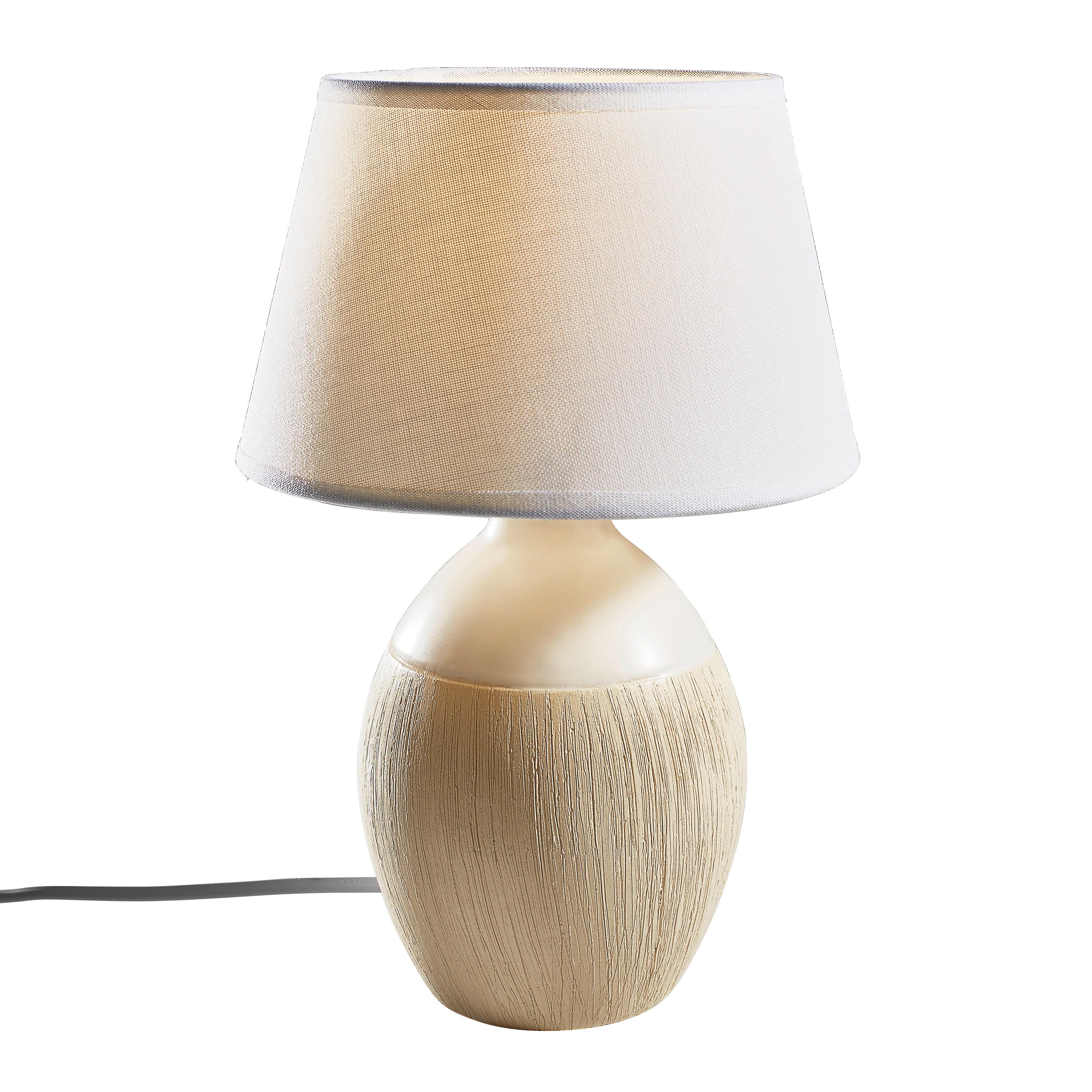 LAMPA STOŁOWA 3145923 - biały/kremowy, Konventionell, tkanina/ceramika (15/31cm) - Näve