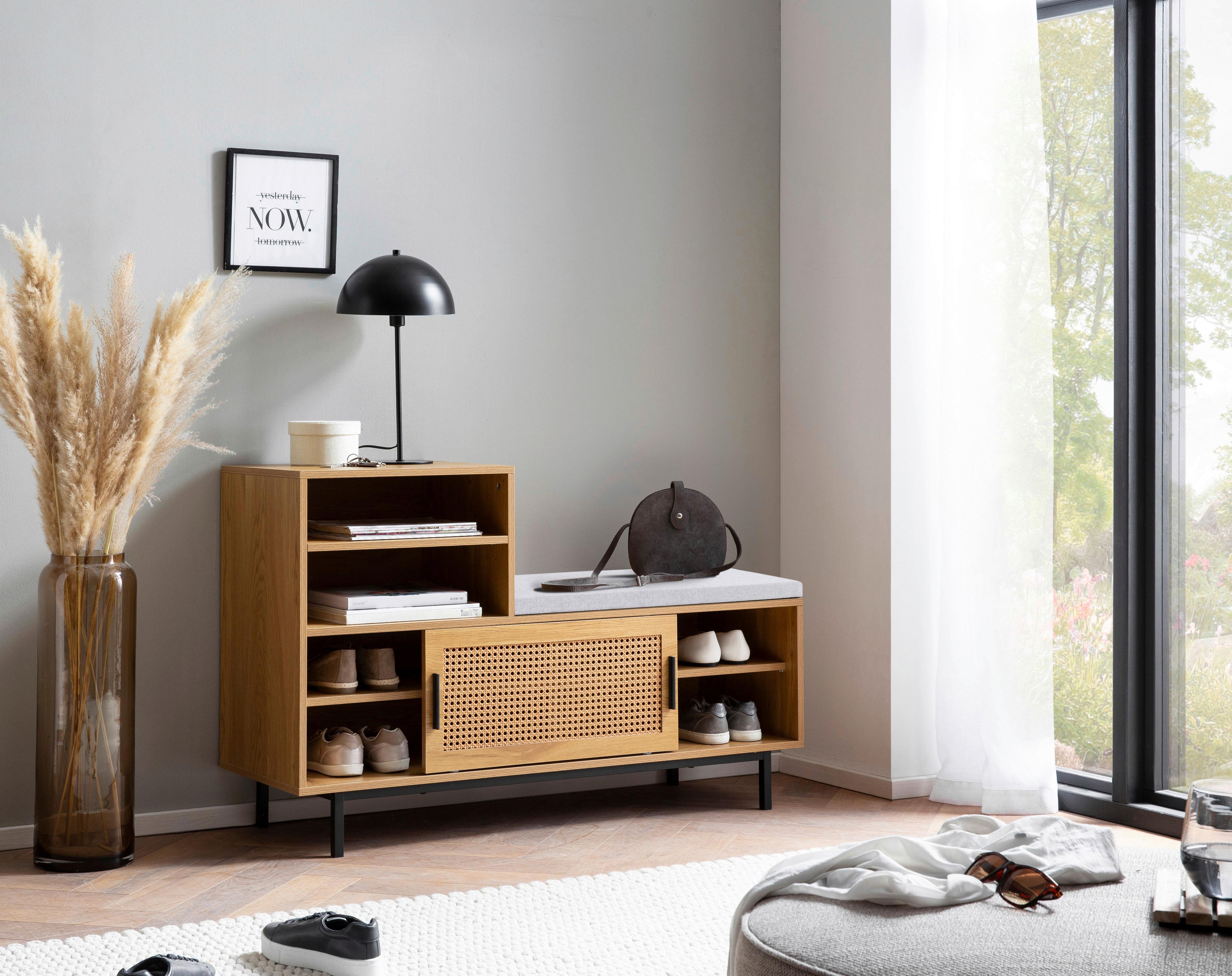 Klop S Prostorom Za Čevlje Wl6.833 - črna/barve hrasta, Konvencionalno, kovina/leseni material (120/75,5/40cm) - Livetastic