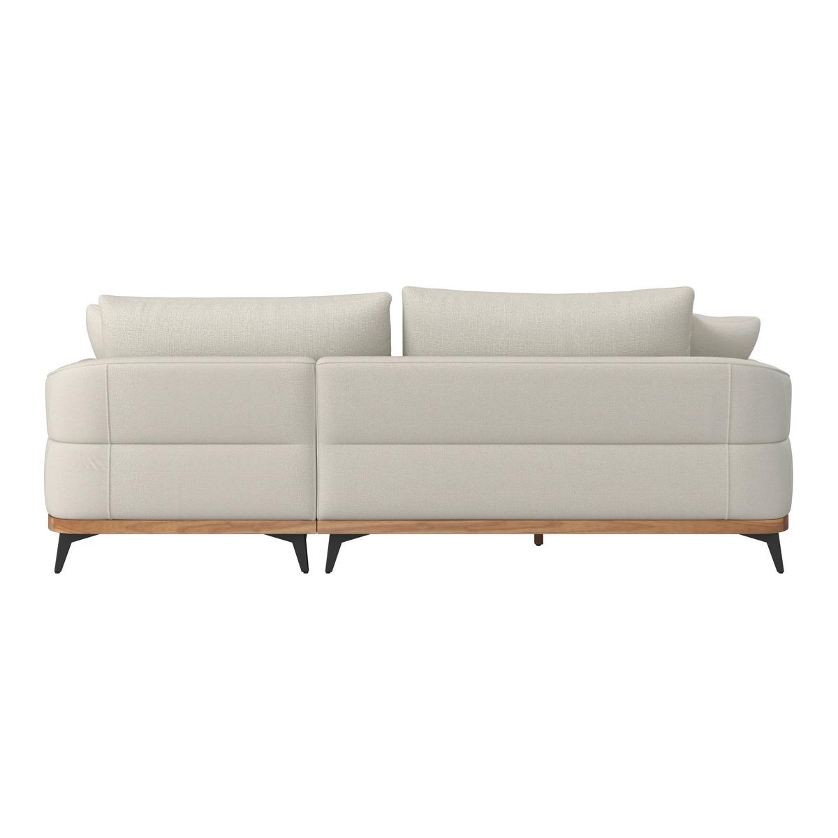 Wohnlandschaft Melia Creme Webstoff - Creme/Schwarz, MODERN, Holz/Textil (254/69/166cm) - Bessagi Home