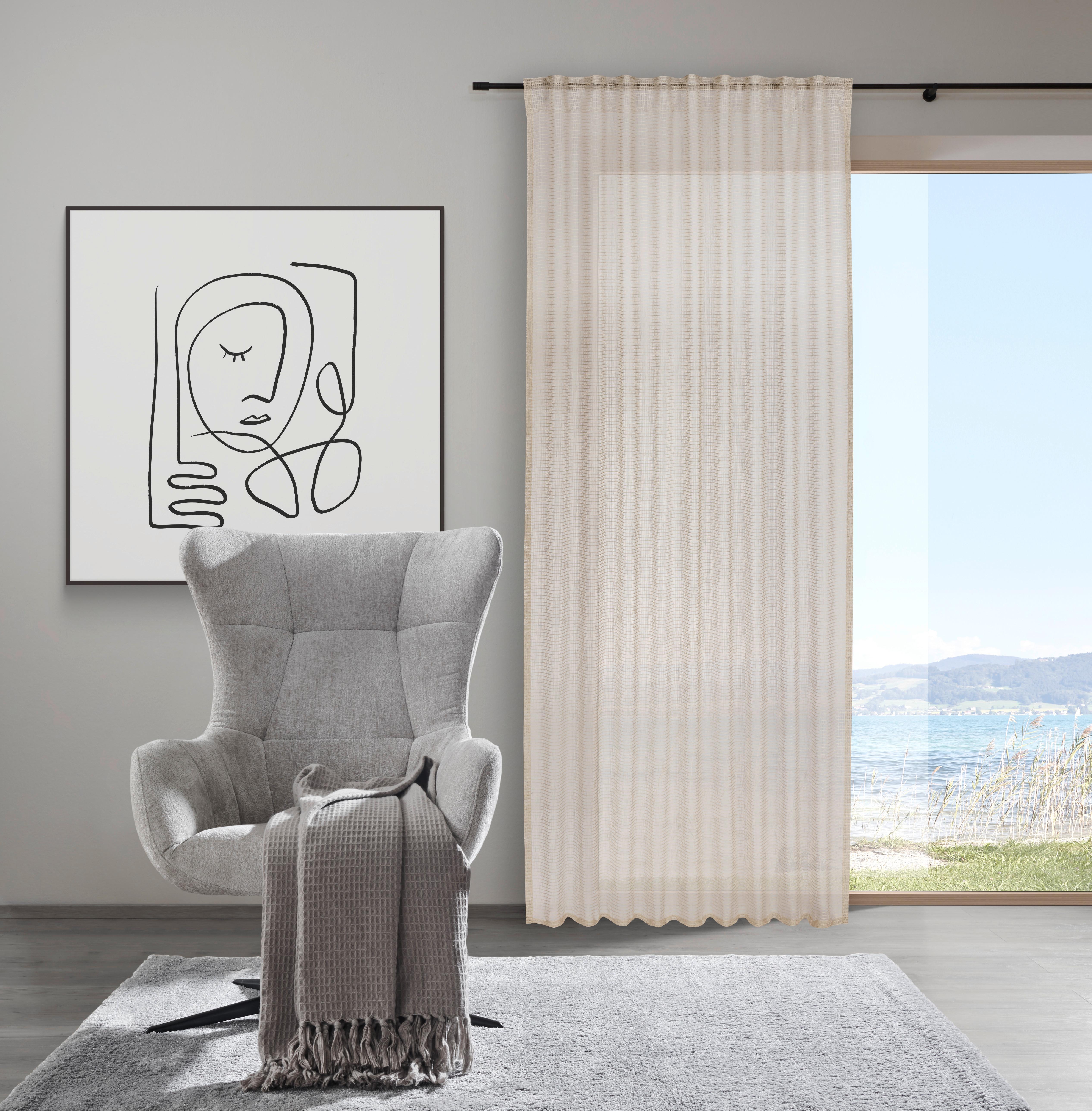 GARDINLÄNGD LUKA - naturfärgad, Klassisk, textil (135/245cm) - Premium Living