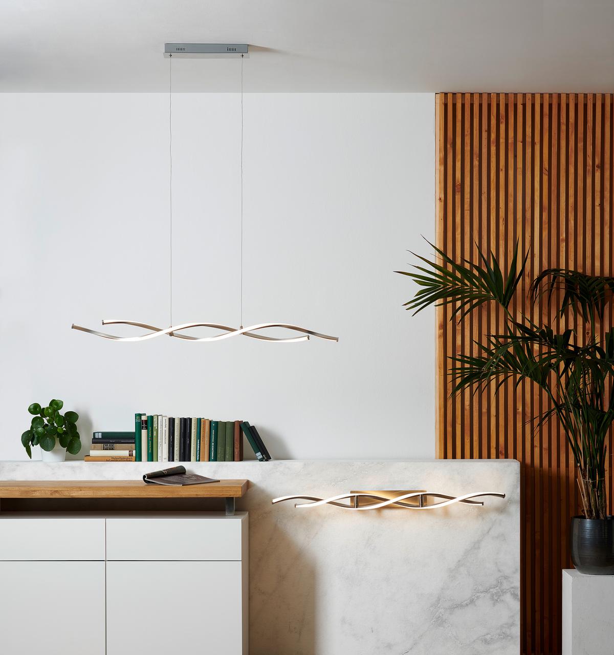 LAMPA WISZĄCA LED 9142-55 POLINA - kolor niklowy, Design, metal (110/8/140cm) - Paul Neuhaus