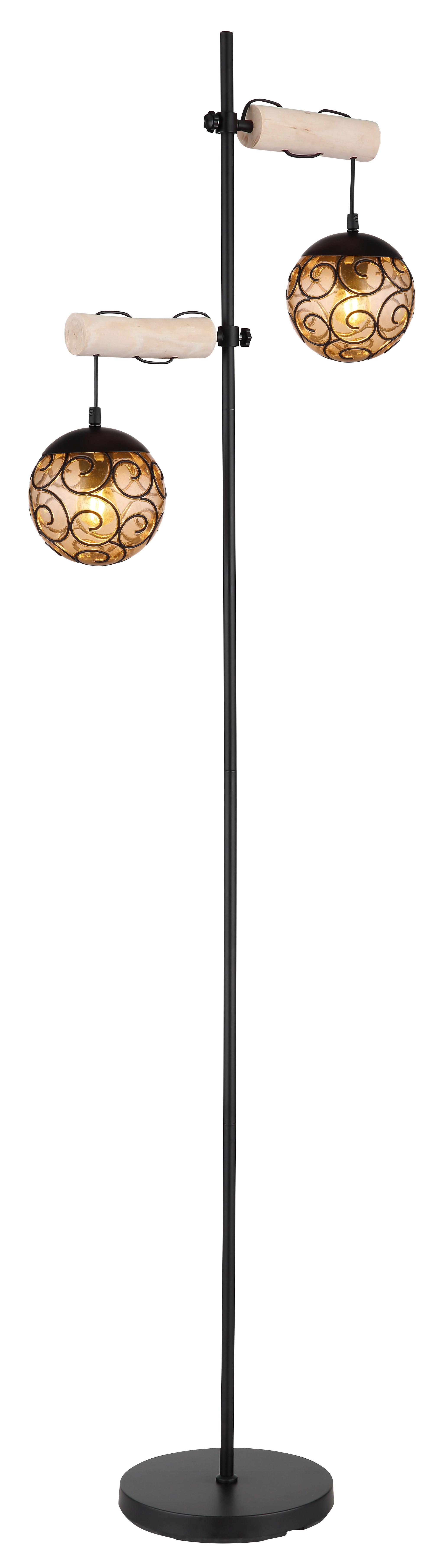 STEHLEUCHTE 15660S - Bernsteinfarben/Schwarz, Design, Holz/Kunststoff (51/25/168cm) - Globo