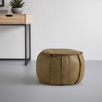 Hocker Falun II Grün in Lederlook ⌀ ca. 60cm - Grün, Modern, Textil (60/36cm) - Mömax