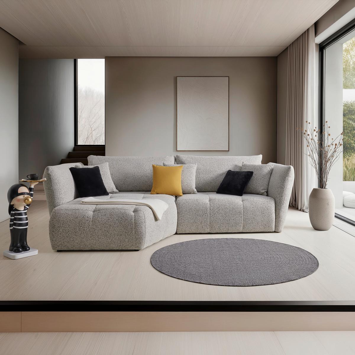 Wohnlandschaft Bonny Beige - Beige/Schwarz, MODERN, Textil (193/300cm) - Premium Living