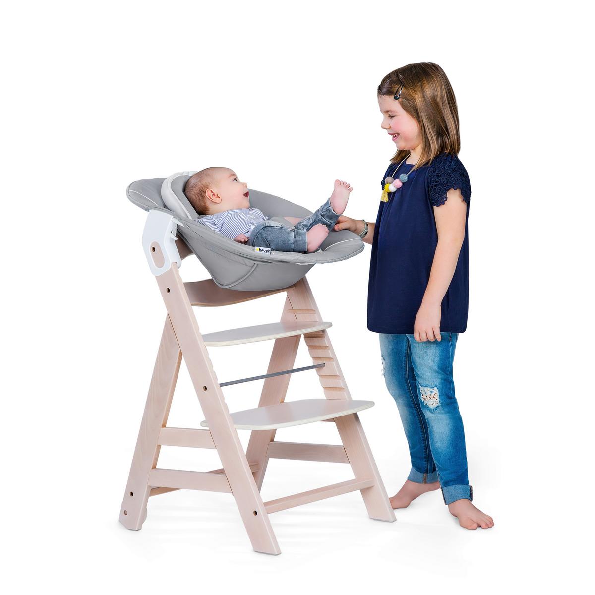 LEŻACZEK ALPHA BOUNCER STRETCH GREY - biały/szary, Konventionell, tkanina (66/49/45cm) - Hauck