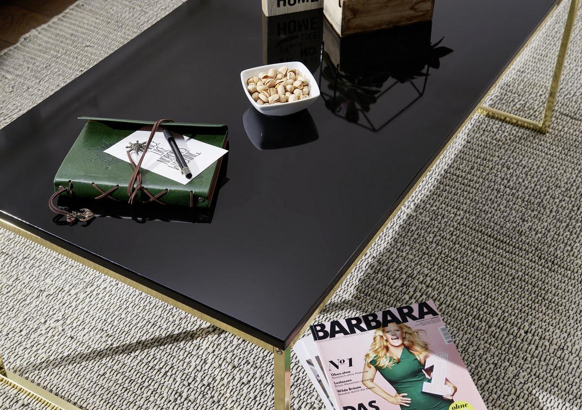 Couchtisch Riva in Schwarz/Gold - Goldfarben/Schwarz, Design, Holzwerkstoff/Metall (120/60/45cm) - MID.YOU