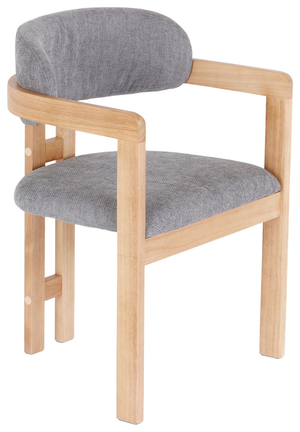 KRZESŁO Z PODŁOKIETNIKAMI SALLY - kolor dębowy/szary, Modern, drewno/tkanina (60/80/52cm) - MID.YOU