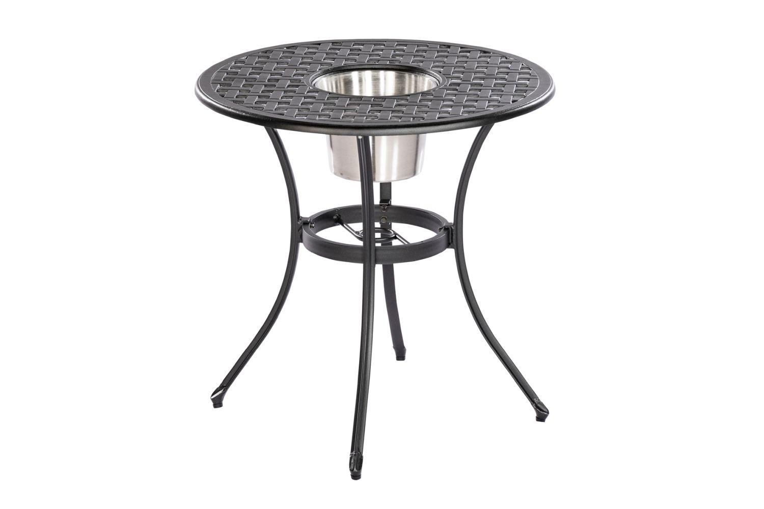 Gartentisch Graphitfarben/ Raute rund ca. 70x70x70cm - Graphitfarben, ROMANTIK / LANDHAUS, Metall (70/70/70cm) - Gardenson