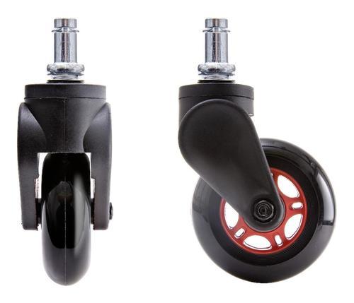 Drehstullrollen in Schwarz/Rot 5-teilig - Rot/Schwarz, MODERN, Kunststoff/Metall (7,5cm) - Modern Living