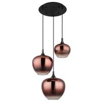 Lampă Suspendată Maxy - arămiu/negru, Design, sticlă/metal (48/120cm) - Globo