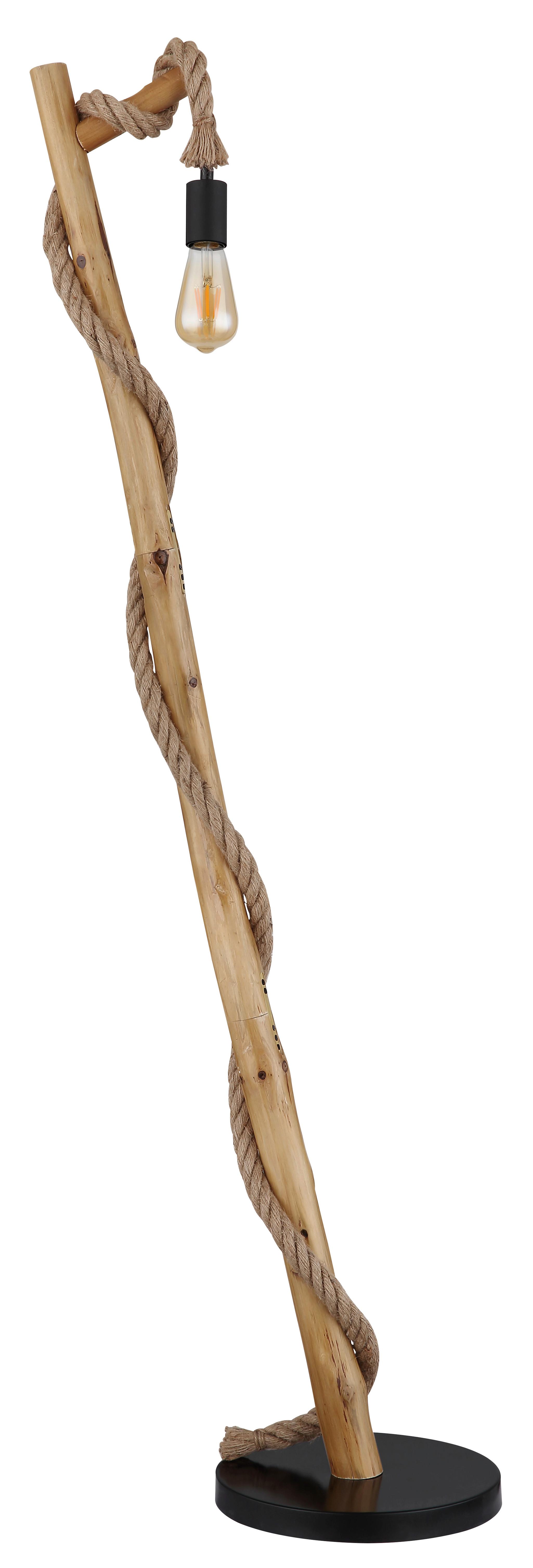 Stehleuchte Ulleu max. 60 Watt - Schwarz/Braun, Natur, Naturmaterialien/Holz (42,5/30/150cm) - Globo