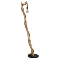 Stehleuchte Ulleu max. 60 Watt - Schwarz/Naturfarben, Natur, Naturmaterialien/Holz (42,5/30/150cm) - Globo