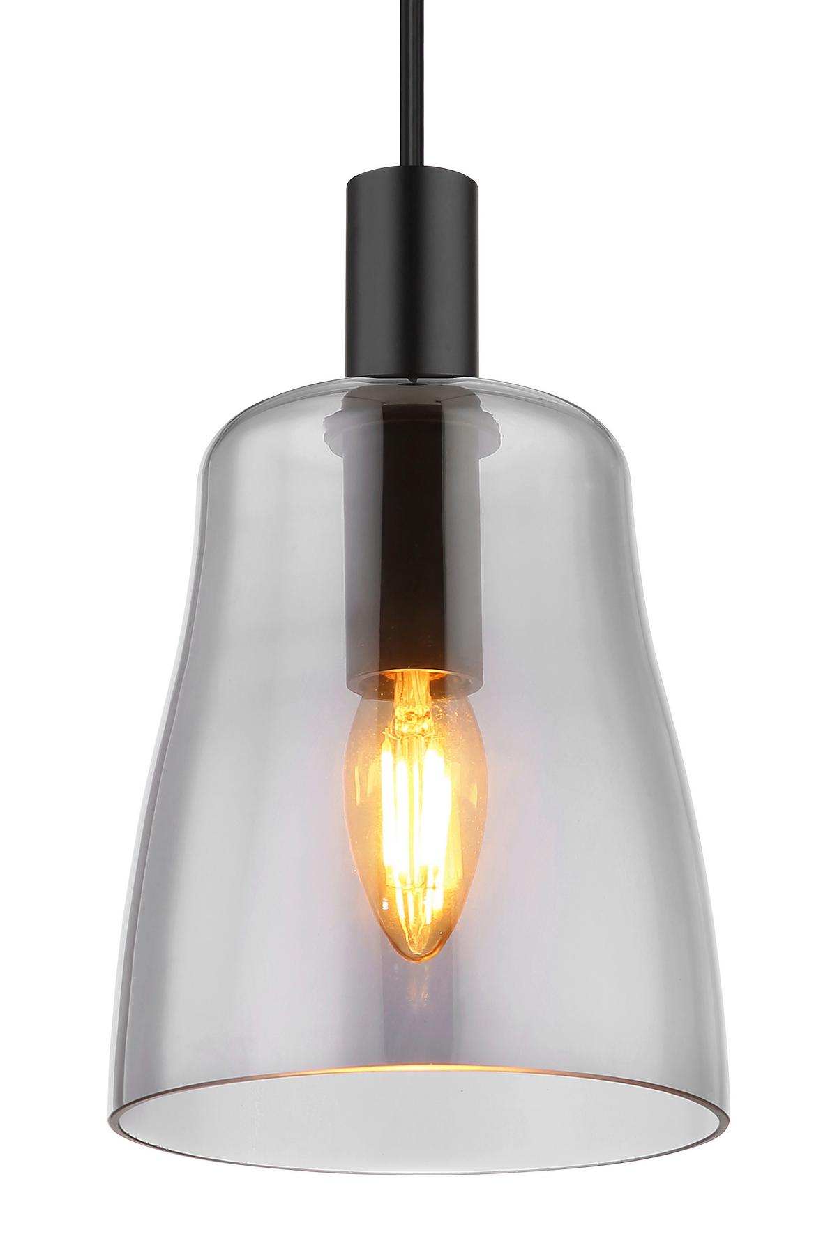 Hängeleuchte Garri max. 40 Watt - Schwarz, Design, Glas/Metall (14,5/120cm) - Globo