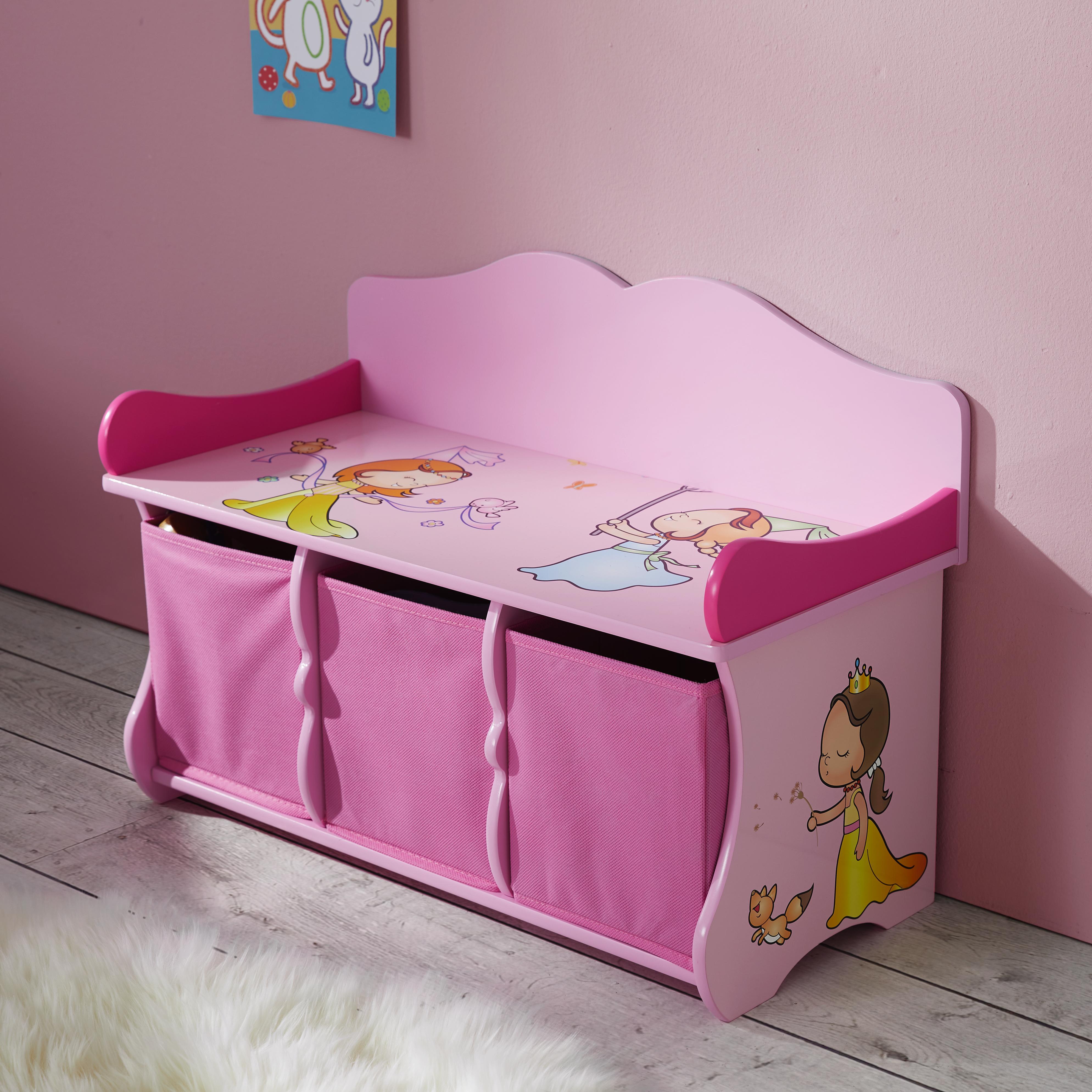 Kindersitzbank in Rosa mit Stauraum 'Alisa' - Rosa, MODERN, Holz (69/50/30cm) - Bessagi Kids