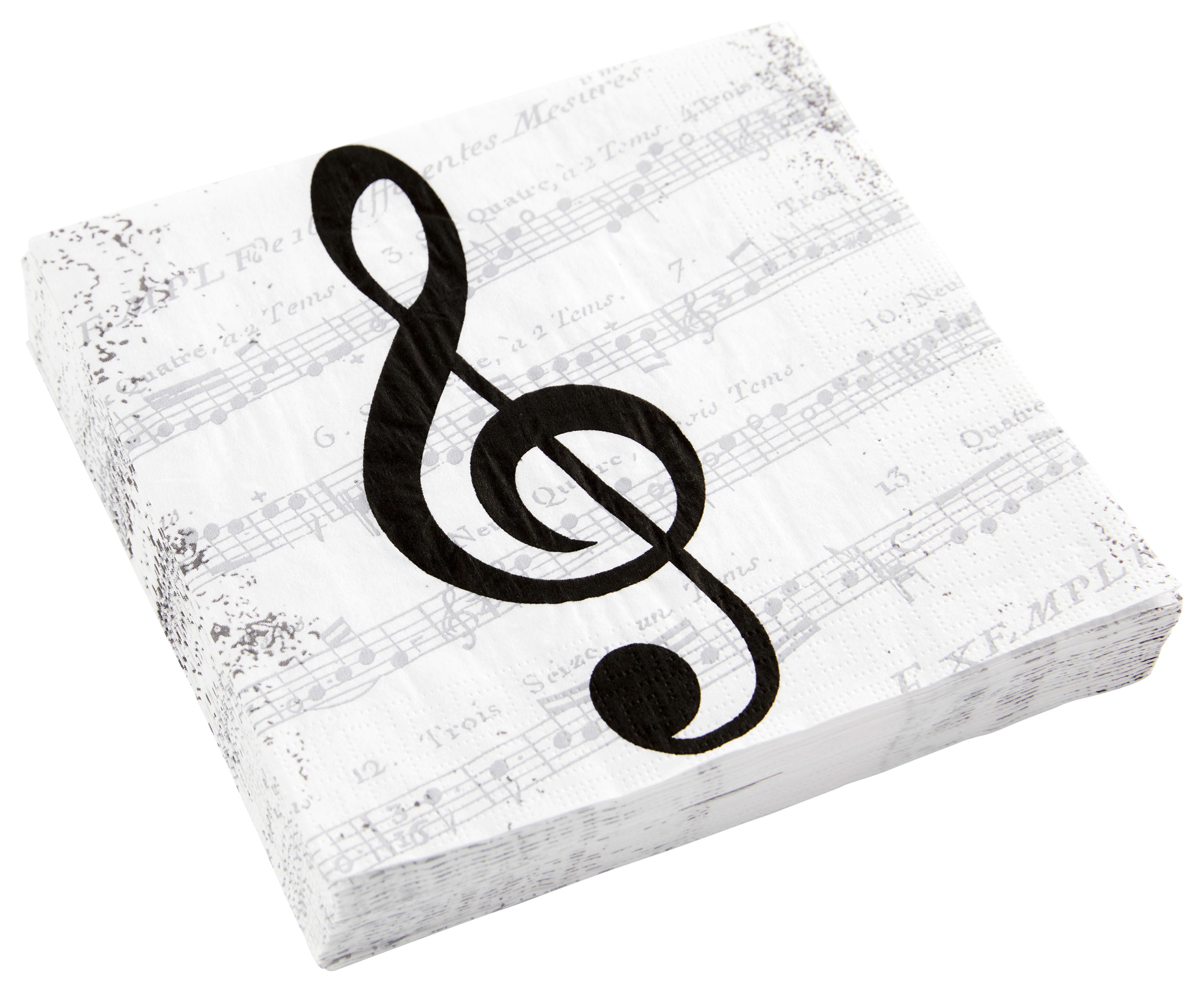 Serviette Kai in Weiß - Schwarz/Weiß, Papier (33cm)