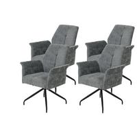 ARMLEHNSTUHL-SET VIKTORIA S 4ER-SET - Hellgrau/Schwarz, MODERN, Textil/Metall (71/93/68cm) - P & B