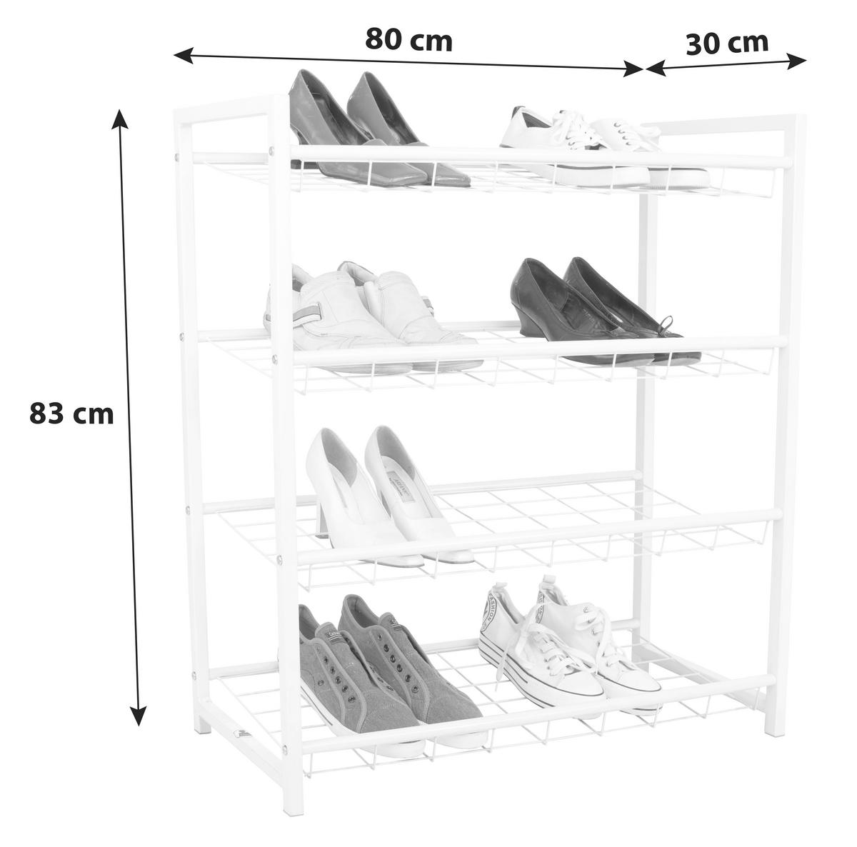 Regal Za Čevlje Rom, Bela, 4 Police - bela, Moderno, kovina (80/83/30cm) - Modern Living