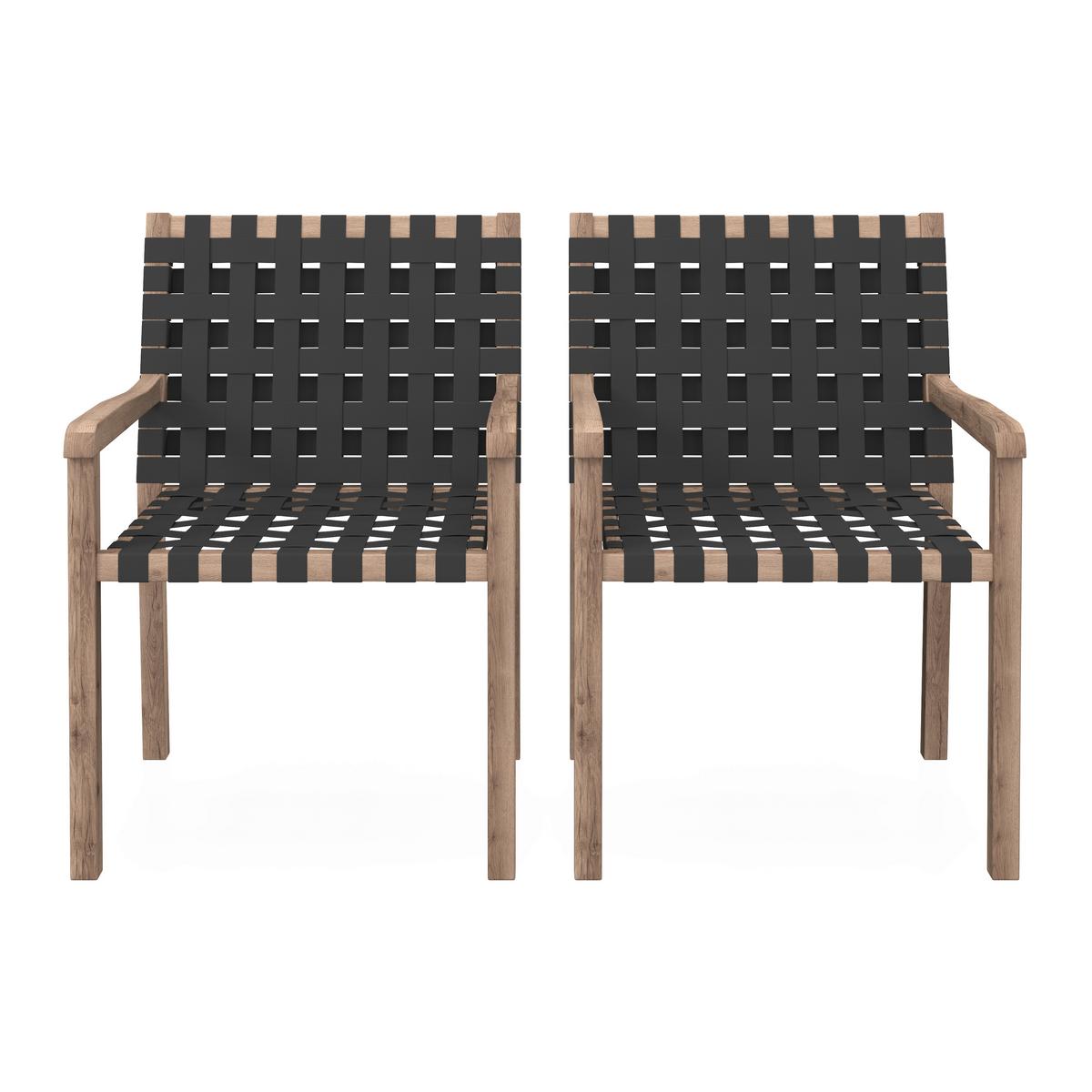 Gartensessel-Set 2-er Set Lauria Schwarz Holz/Textil - Schwarz/Akaziefarben, MODERN, Holz/Textil (61/84/59cm) - Bessagi Garden