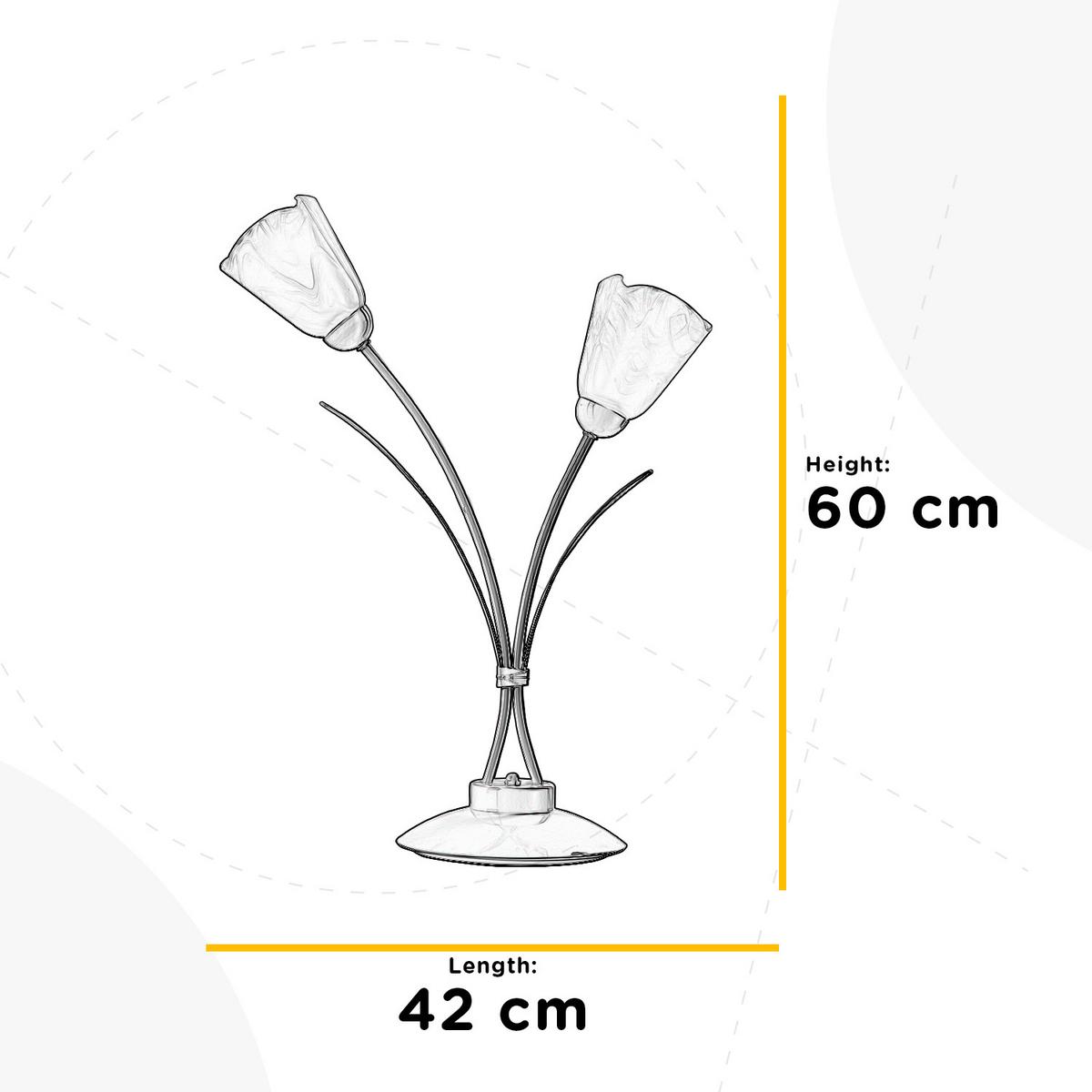 Nachttischleuchte Antron Weiß max. 6 Watt - Weiß, KONVENTIONELL, Glas/Metall (42/60cm)