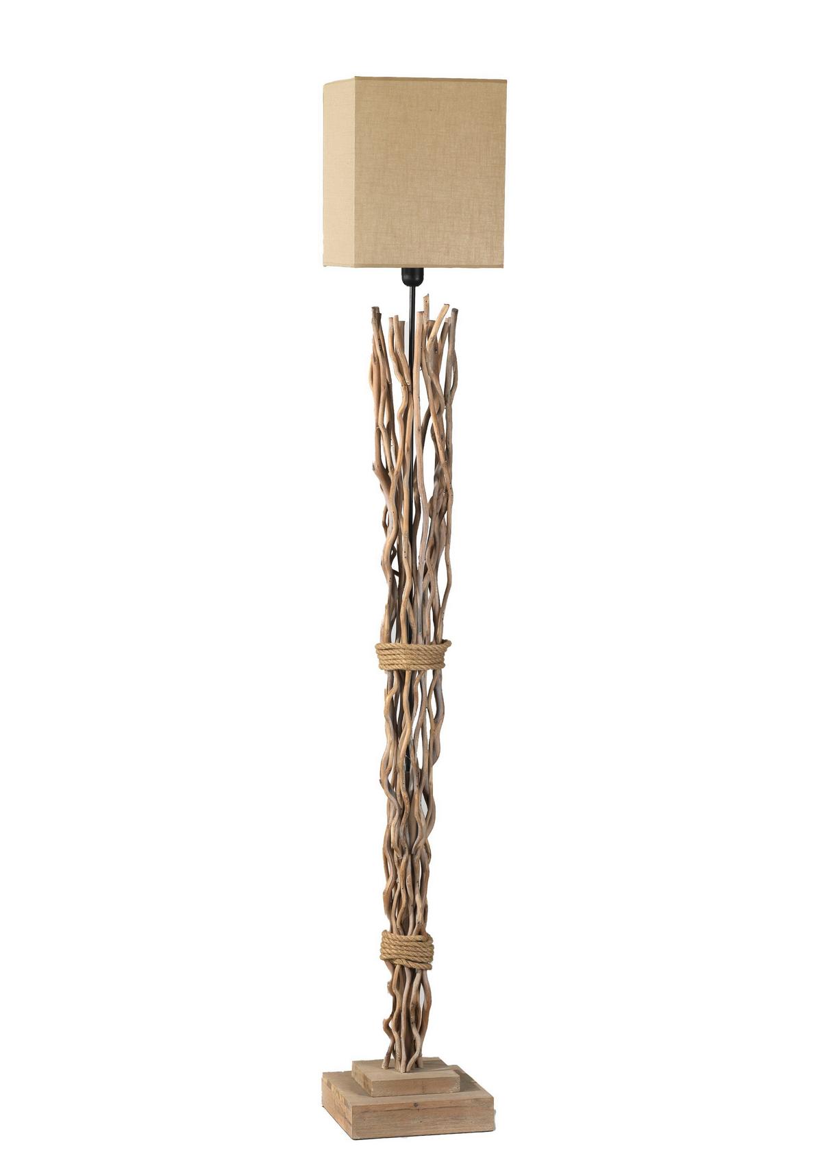 Stehleuchte Marica Hellbraun max. 22 Watt - Hellbraun, Natur, Holz/Textil (35/175cm)